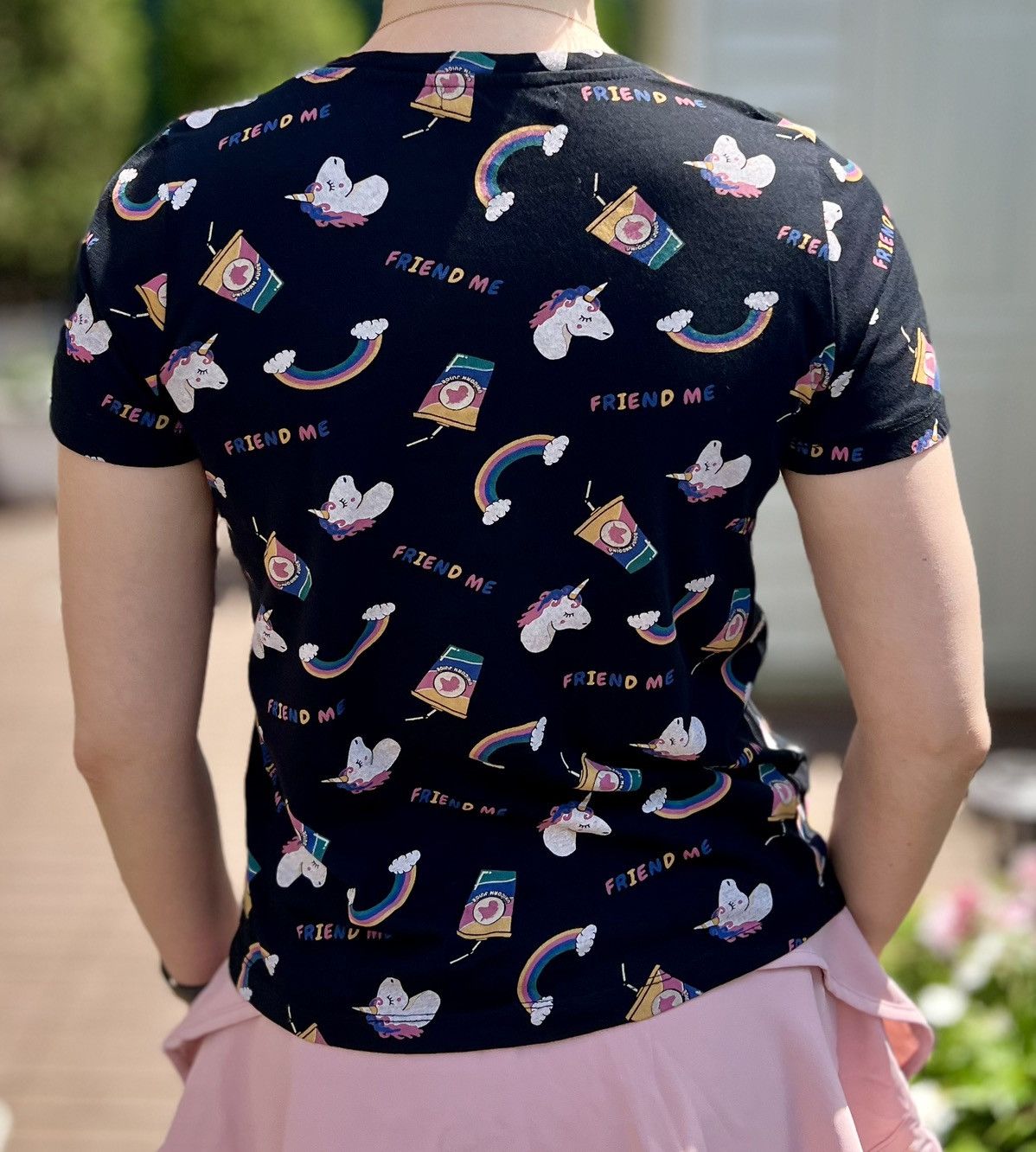Pull & Bear Pull & Bear Women's Black Cotton Unicorn & Rainbow Print Size S / US 4 / IT 40 - 2 Thumbnail