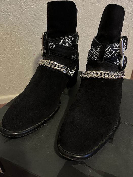 Amiri $1,390 AMIRI Black Bandana Buckle Boots Size 41 | Grailed