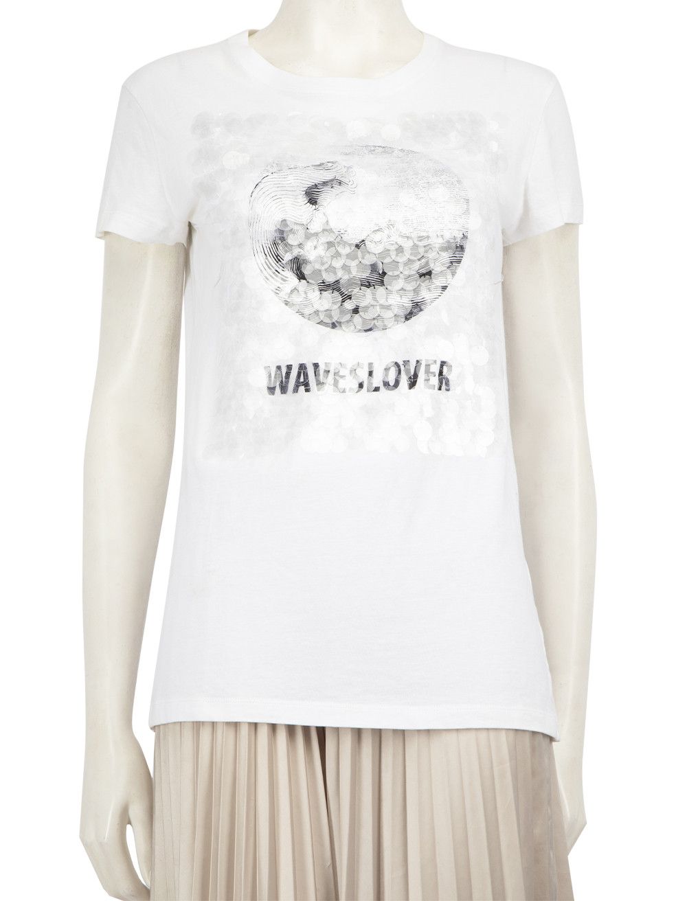 White Sequinned Graphic T-shirt