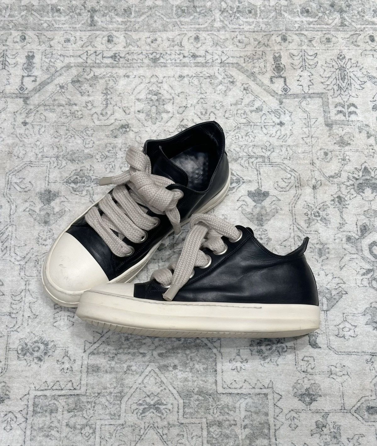 Rick Owens Rick Owens Leather Low-Top Sneakers with Thick Laces Size US 8.5 / EU 41-42 - 6 Thumbnail