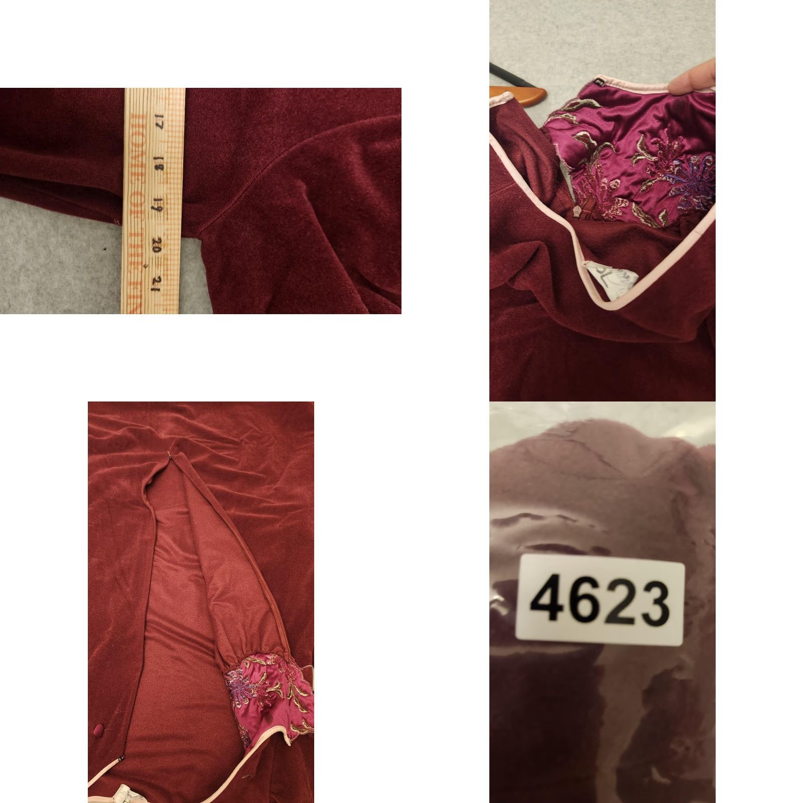 Vintage VINTAGE Vanity Fair Nightgown Womens Medium Burgundy Velour Embroidered 80s Size ONE SIZE - 9 Thumbnail