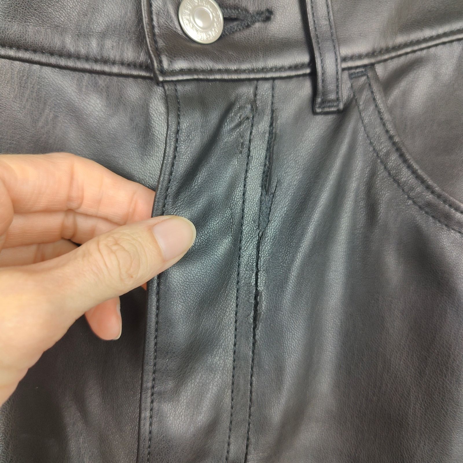 Levi's Levis Ribcage Straight Jeans Womens 27 Black Faux Leather Size 27" / US 4 / IT 40 - 4 Thumbnail
