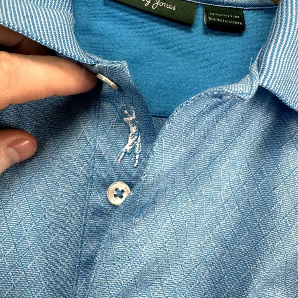 Vintage Bobby Jones Golf Polo Shirt Mens Medium Blue Geometric Casual Rugby Athletic Shirt Size US M / EU 48-50 / 2 - 6 Thumbnail