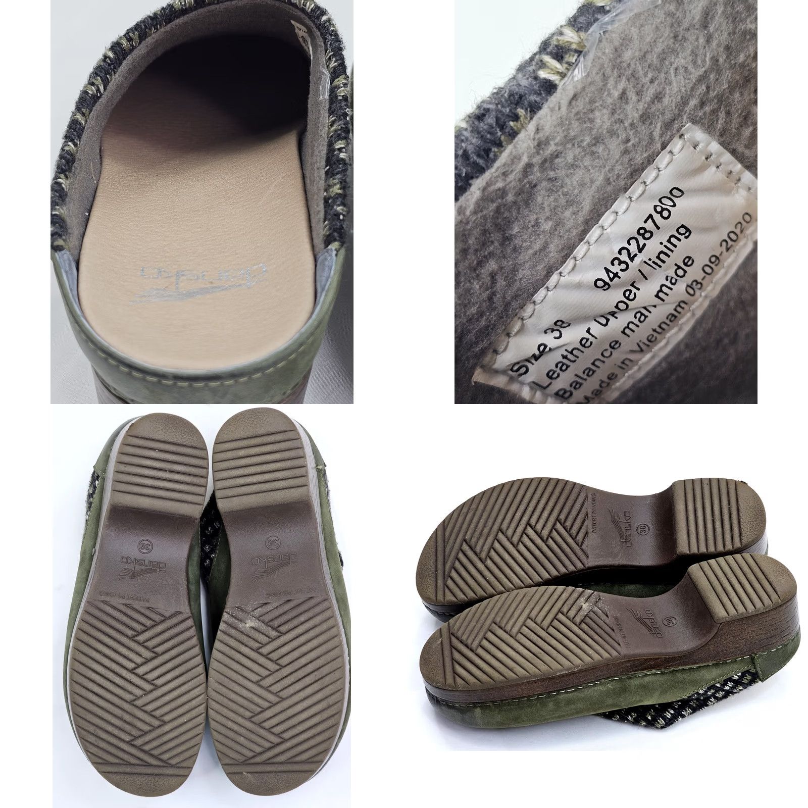 Dansko VINTAGE Dansko Bev Clogs Slide Mule Women EU 38 US 8 Burnished Green Leather EUC Size US 8 / IT 38 - 8 Thumbnail