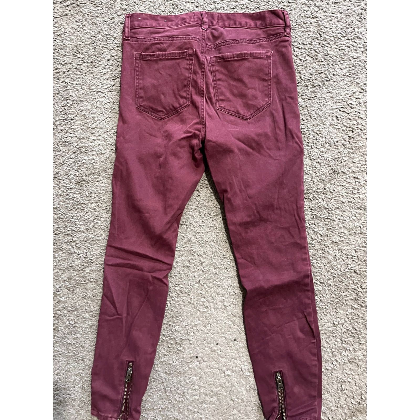 Loft LOFT Jeans Womens 2/26 Flat Front Tapered Jegging Maroon Burgundy Style Red Size 26" / US 2 / IT 38 - 3 Thumbnail