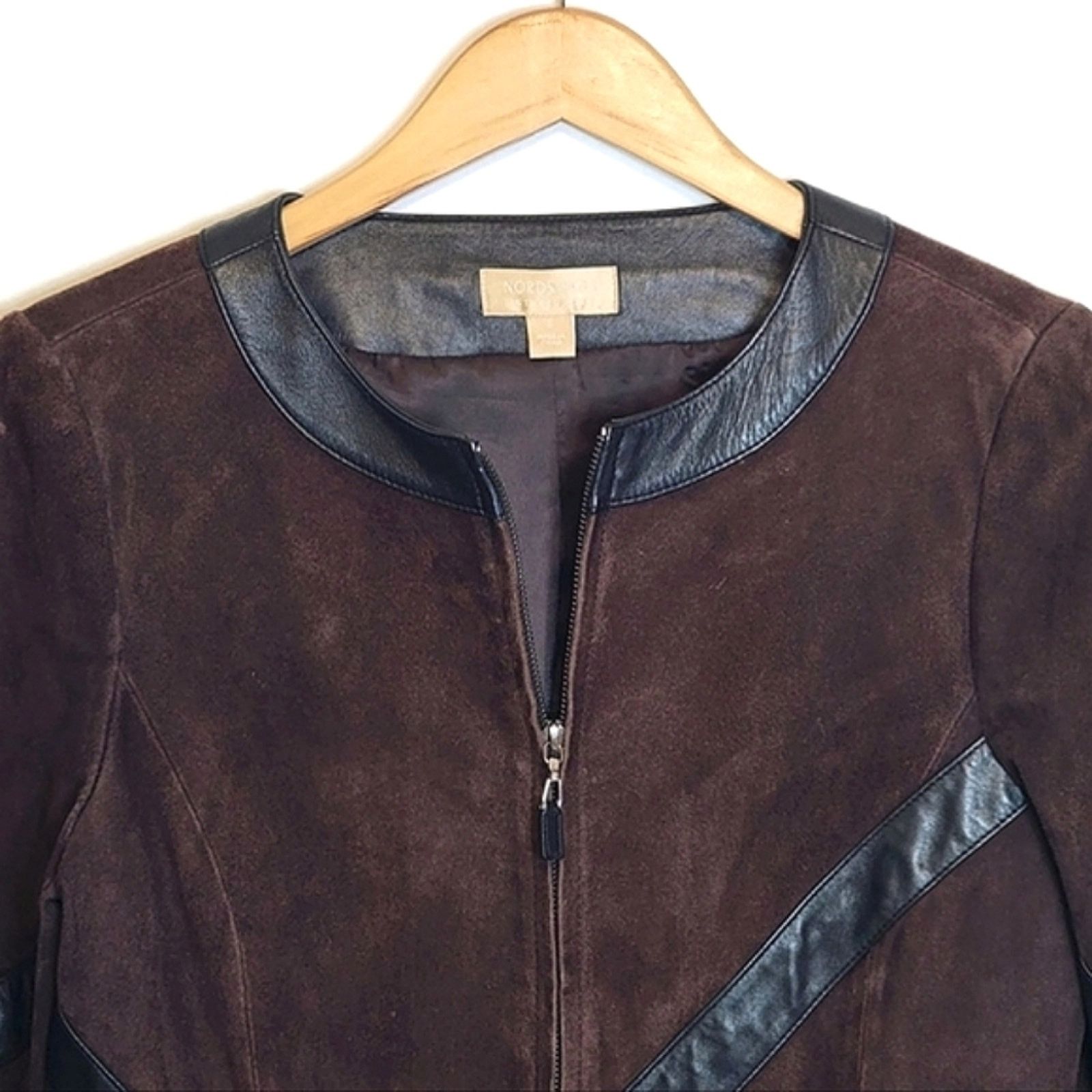 Nordstrom Nordstrom Studio 121 Brown Suede Leather Jacket Zip Front S Size S / US 4 / IT 40 - 2 Thumbnail