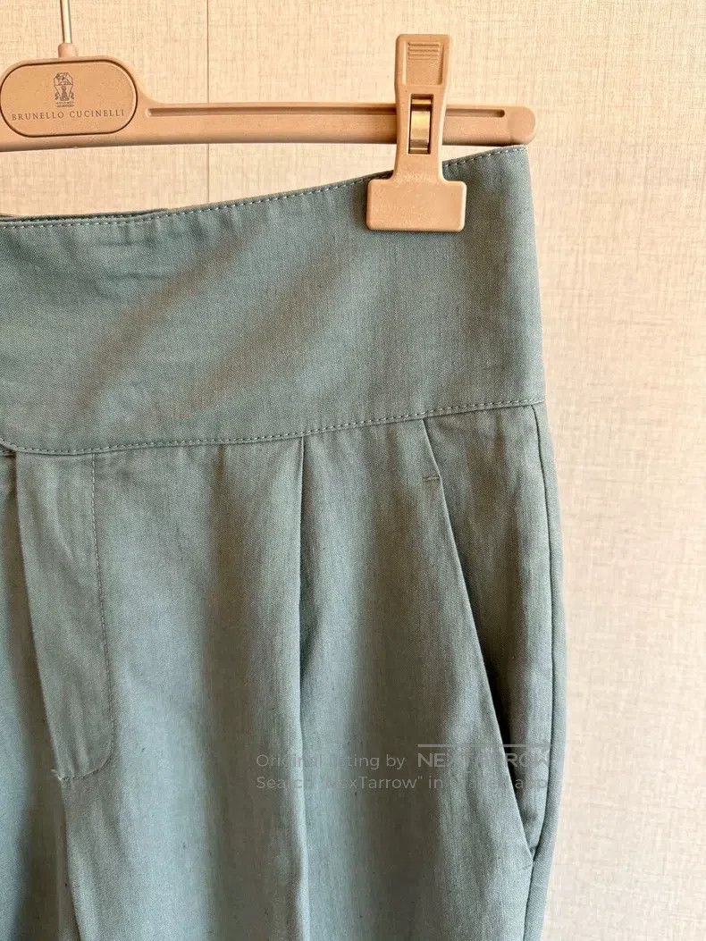Brunello Cucinelli Brunello Cucinelli Cotton Linen Wide Waistband Casual Pant Size 27" / US 4 / IT 40 - 3 Thumbnail