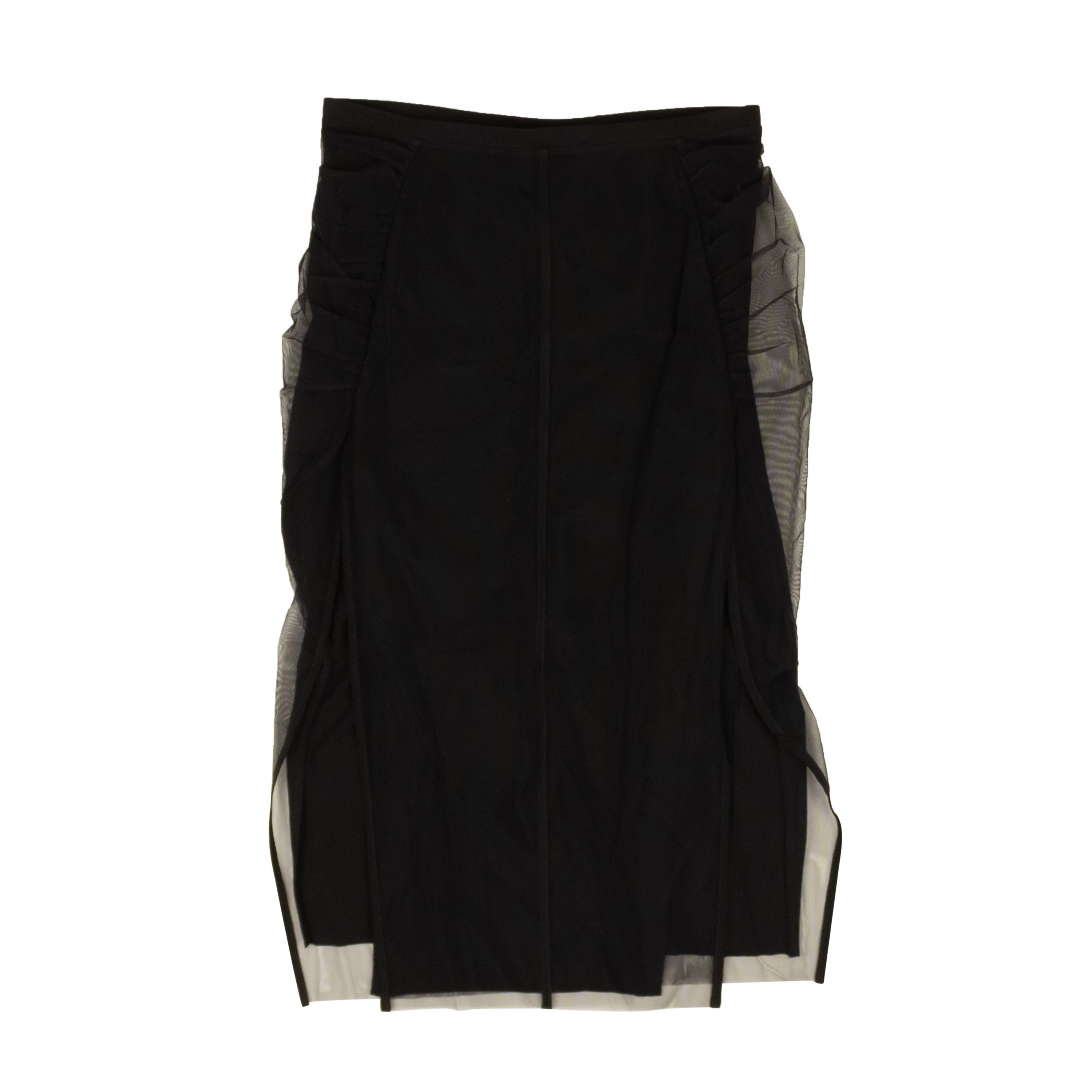 image of Rick Owens Black Tulle College Knee Length Skirt Size 8/44, Women's