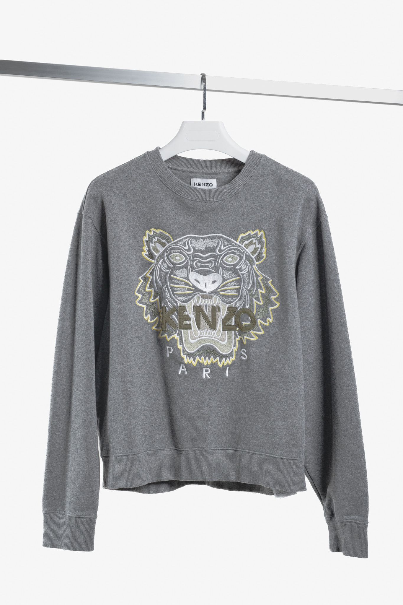 Kenzo Kenzo Grey Logo Embroidered Sweater Size L / US 10 / IT 46 - 1 Thumbnail