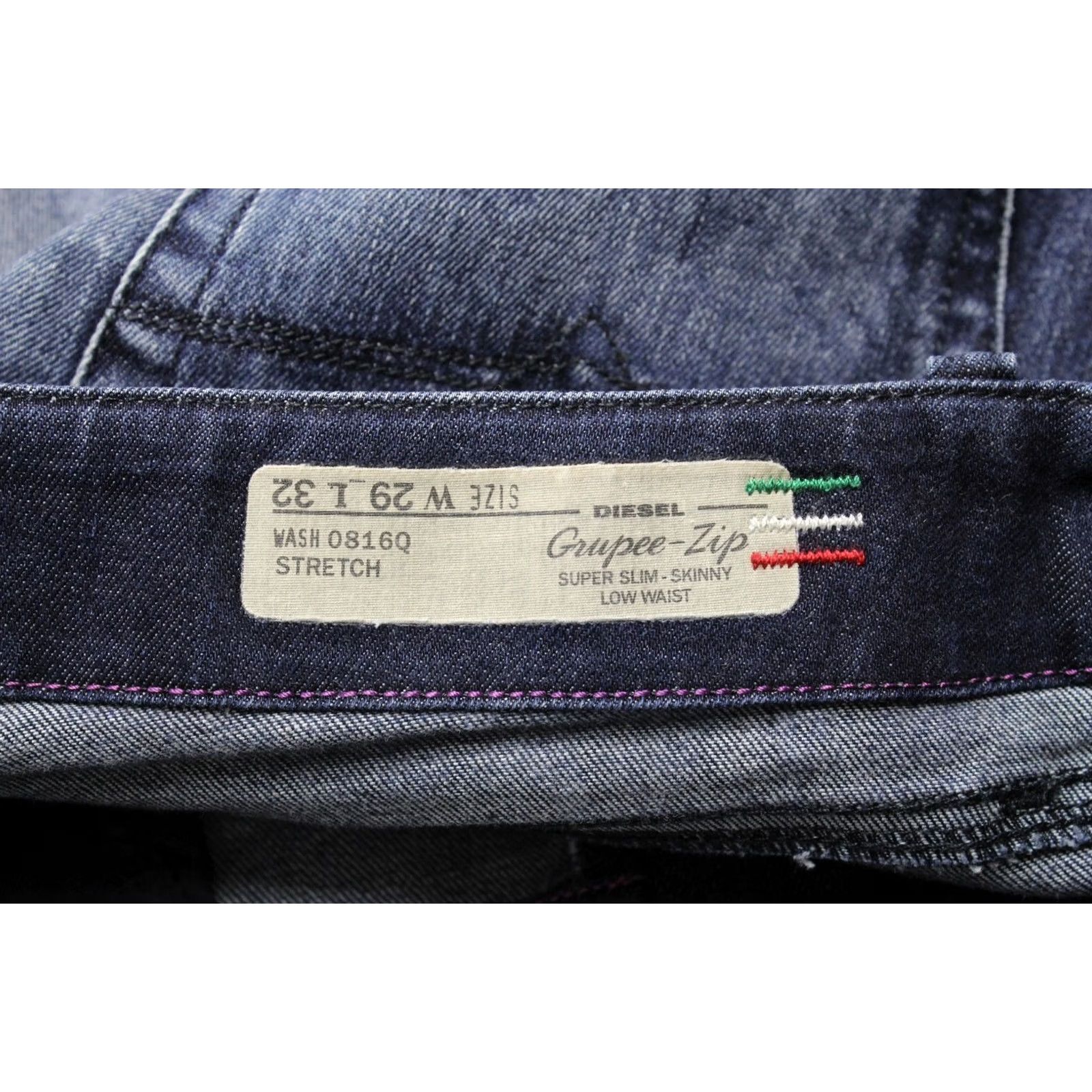 Diesel DIESEL Grupee-Zip Super Slim-Skinny Low Waist 0816Q Jeans Women's W29 L32 Ankle Blue Faded Distressed Size 29" - 7 Thumbnail