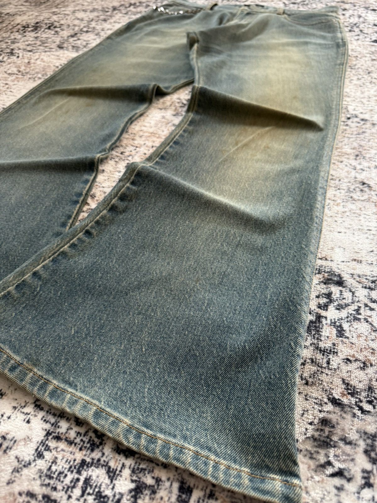 If Six Was Nine Livre Claire Japan Muddy Wash Studded Flared Jeans Size US 32 / EU 48 - 10 Thumbnail