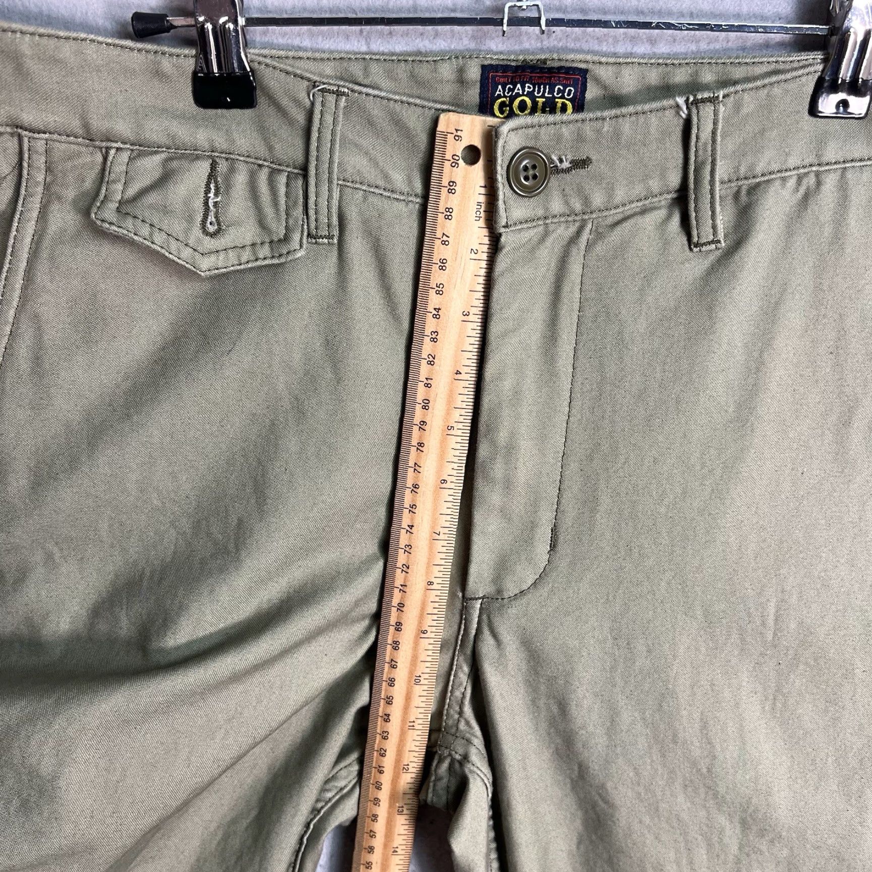 Olive VINTAGE Acapulco Gold Chino Pants Men 34 Olive Green Straight Leg Adult 34 Green 90s Mens Size US 34 / EU 50 - 7 Thumbnail