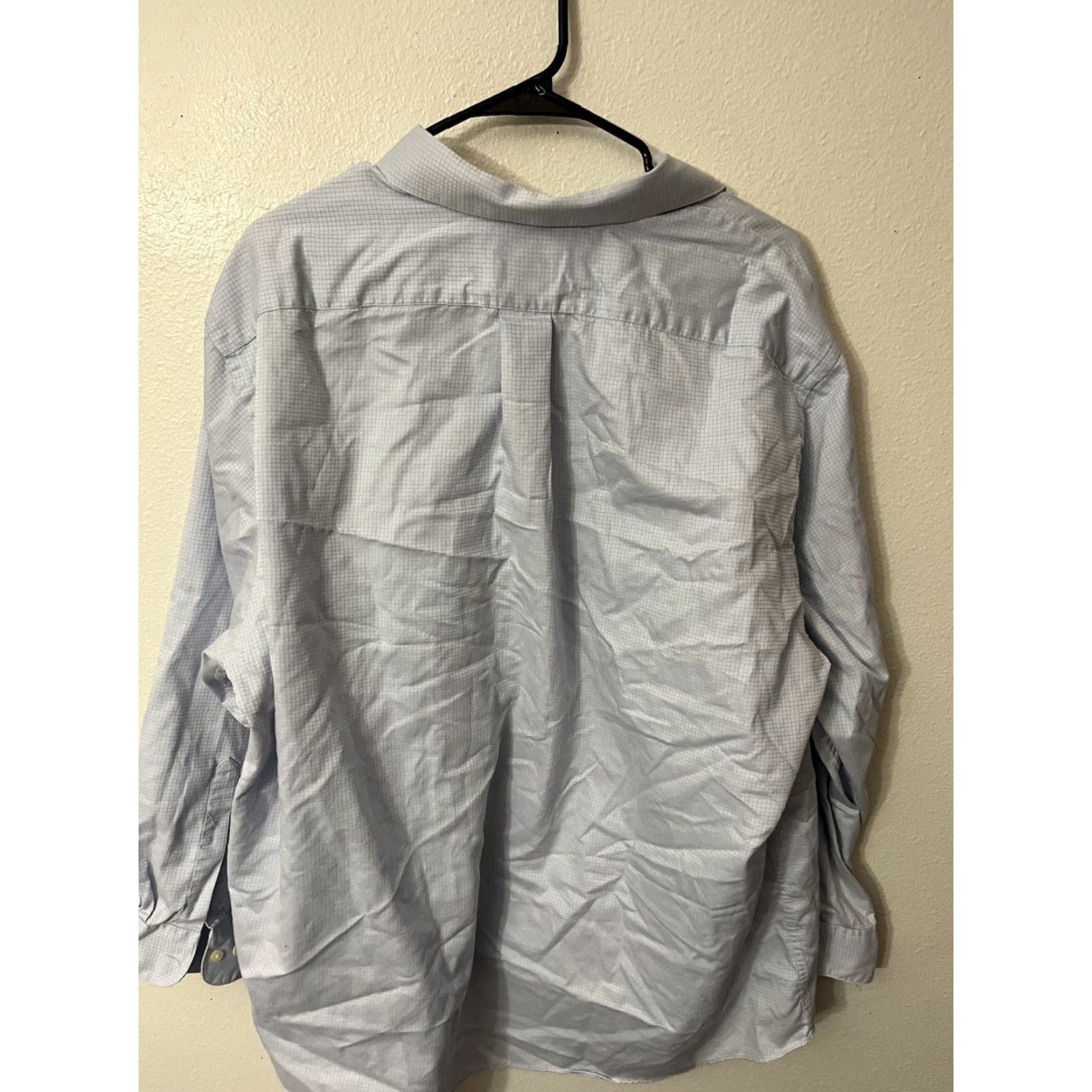 Van Heusen VINTAGE Van Heusen Dress Shirt 2XL Blue Cotton Blend Sateen Check Long Sleeve Mens Size 48R - 2 Thumbnail