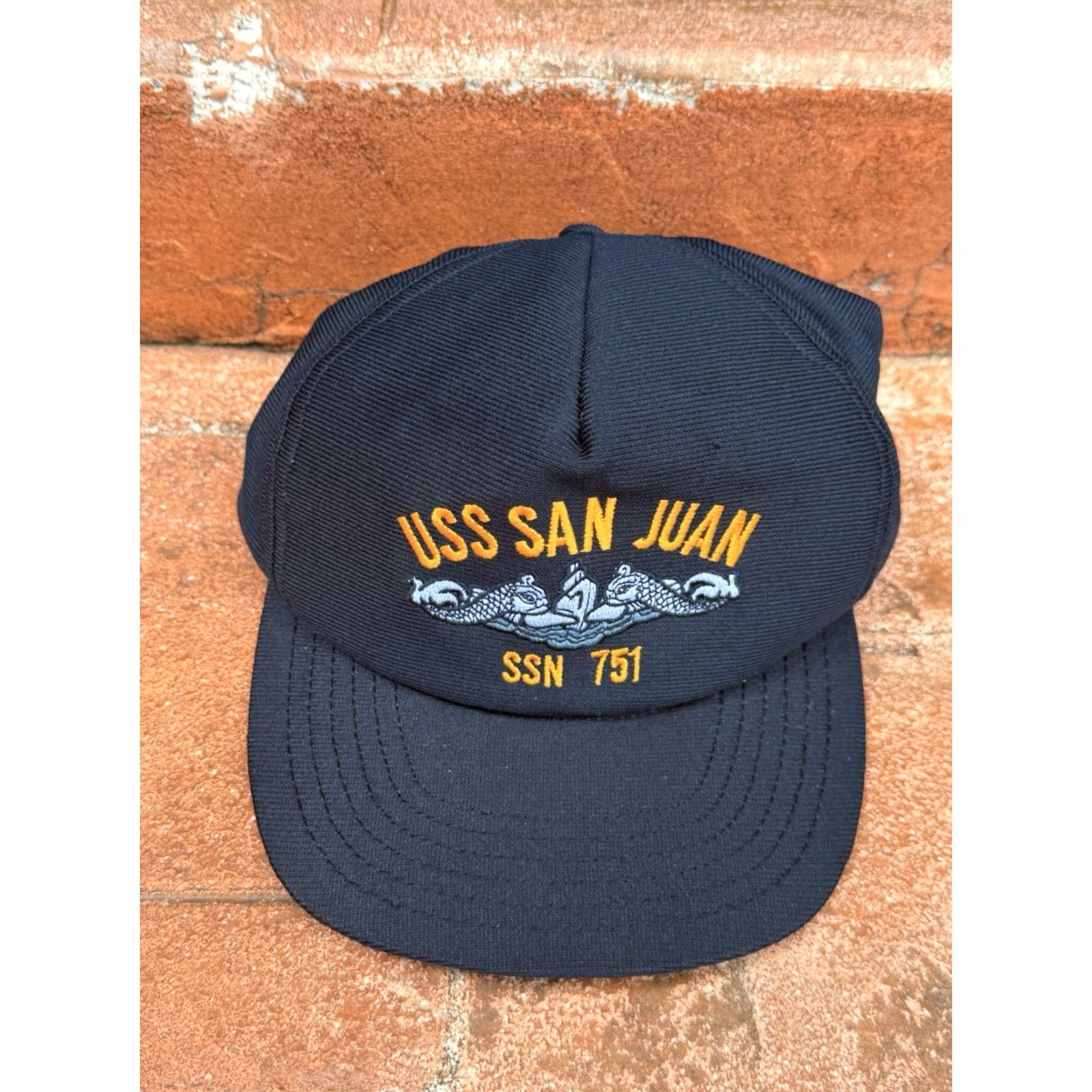 Vintage VINTAGE Delong USS San Juan SSN-751 Navy Blue Snapback Hat Unisex Adults 90s Patriotic Military Navy Americana Collectible Streetwear Size ONE SIZE - 2 Thumbnail