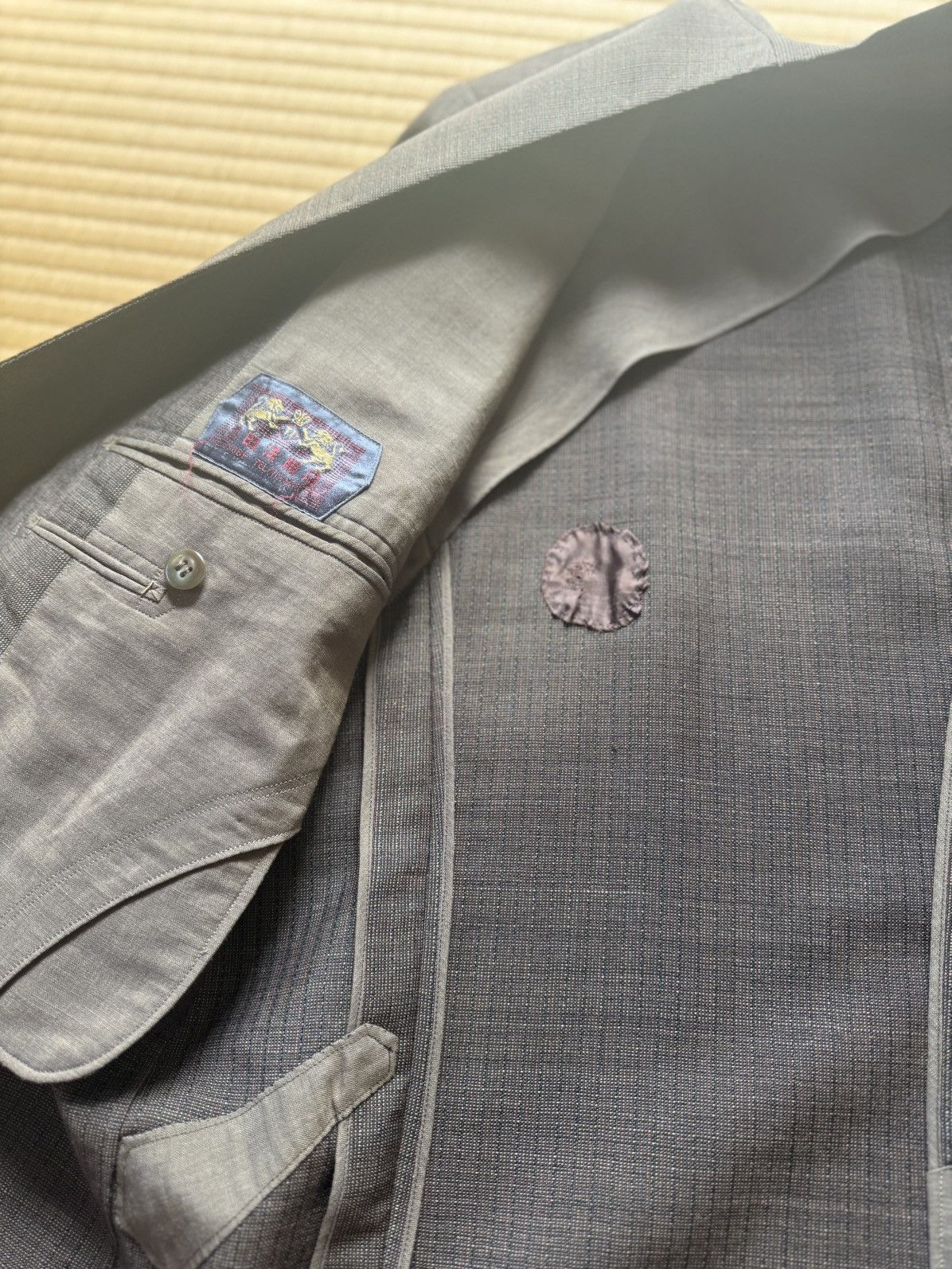 Other Spring&Summer Japanese Collarless Jacket (Brown) Size 40R - 8 Thumbnail