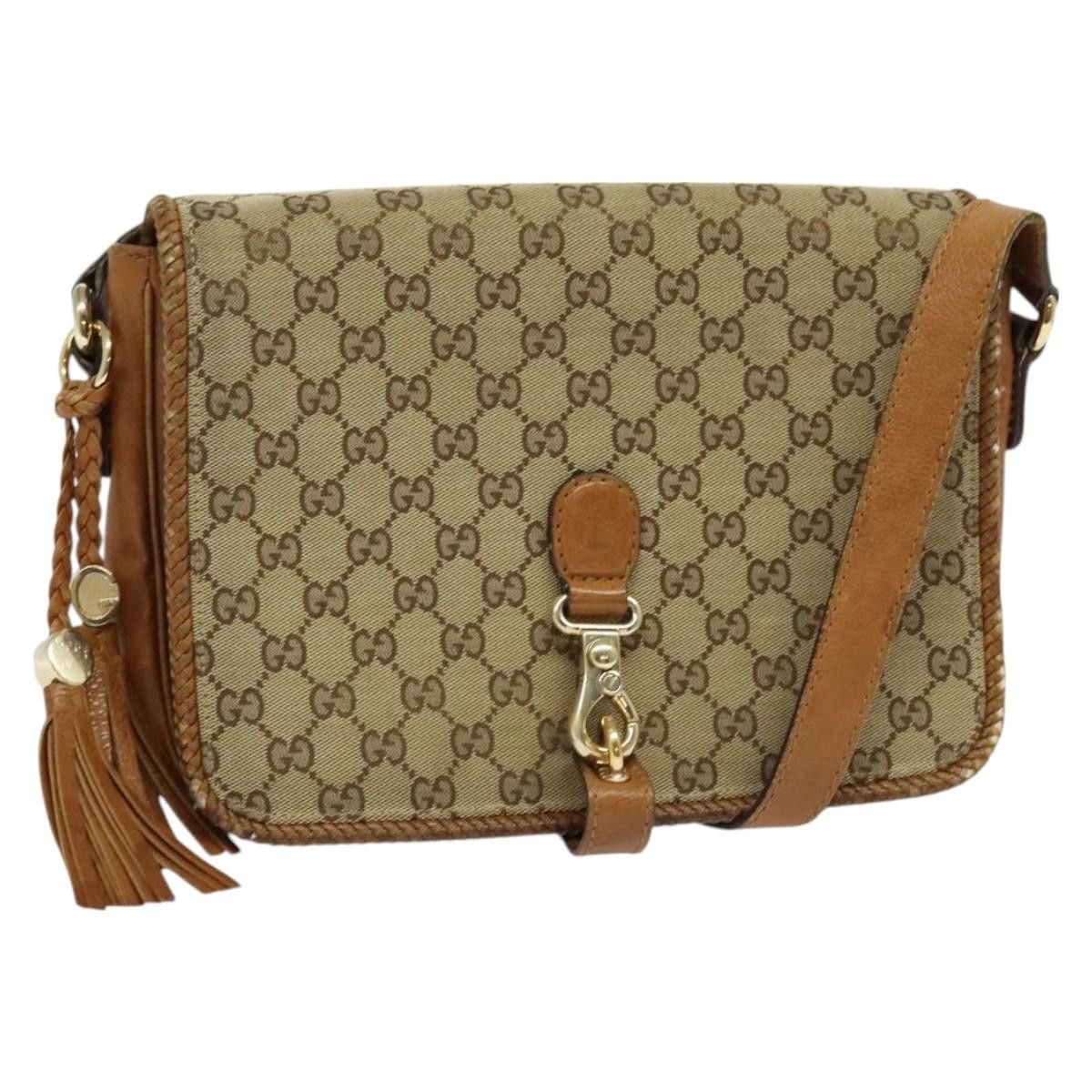 Gucci GUCCI GG Canvas Shoulder Bag Beige Gold Size ONE SIZE - 1 Thumbnail