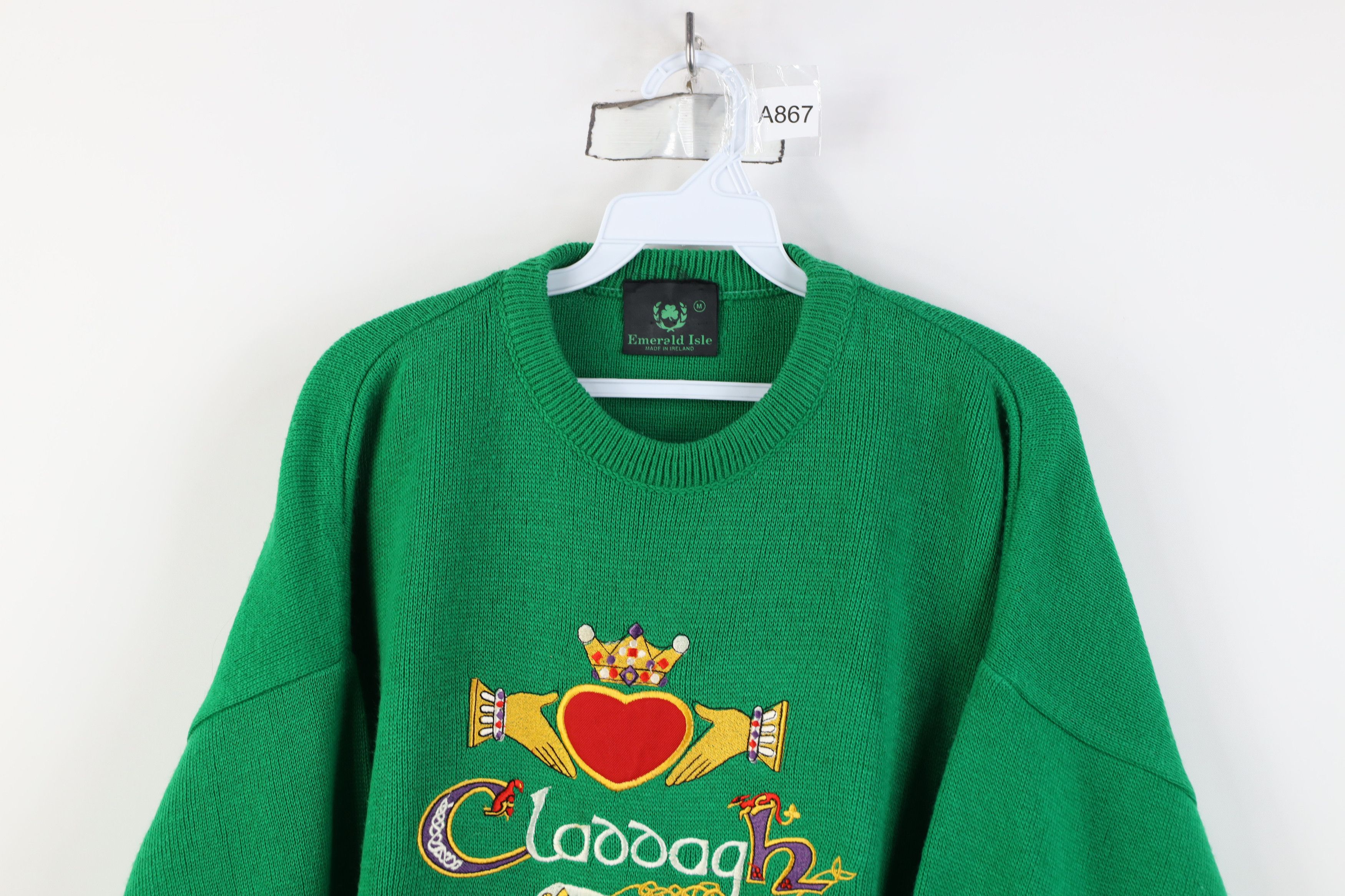 Vintage Vintage 90s Streetwear Claddagh Gaelic Knit Crewneck Sweater Size M / US 6-8 / IT 42-44 - 2 Thumbnail
