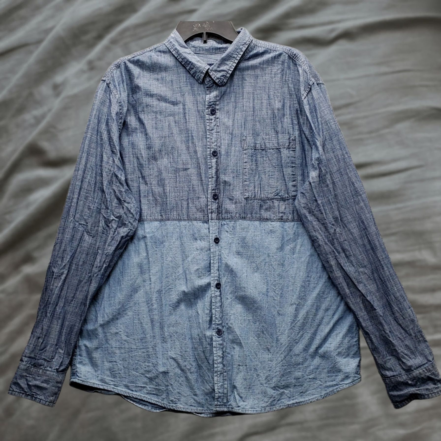 Dockers DOCKERS Alpha Khaki Shirt Mens XL Multicolor Chambray Slim Button-Up Size US XL / EU 56 / 4 - 1 Thumbnail