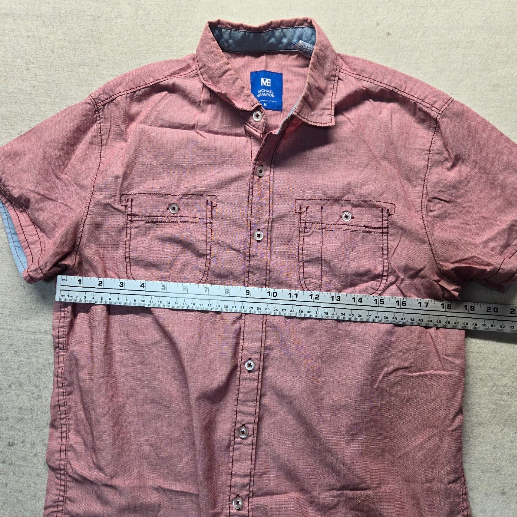 Vintage Michael Brandon Shirt Adult Men's M Red Short Sleeve Button-Up Size US M / EU 48-50 / 2 - 4 Thumbnail