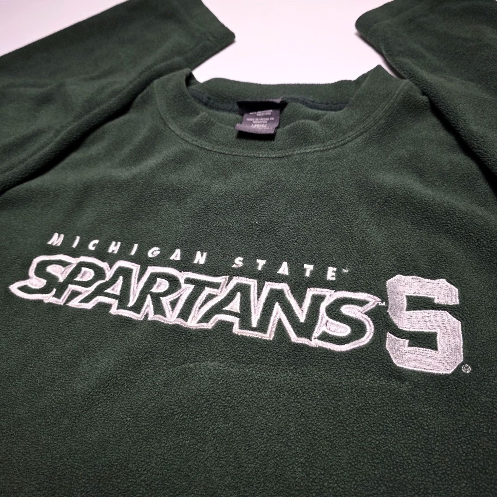 Vintage VINTAGE Michigan State Spartans Fleece Sweatshirt MSU Pro Edge L Green Regular Mens Size US L / EU 52-54 / 3 - 4 Thumbnail