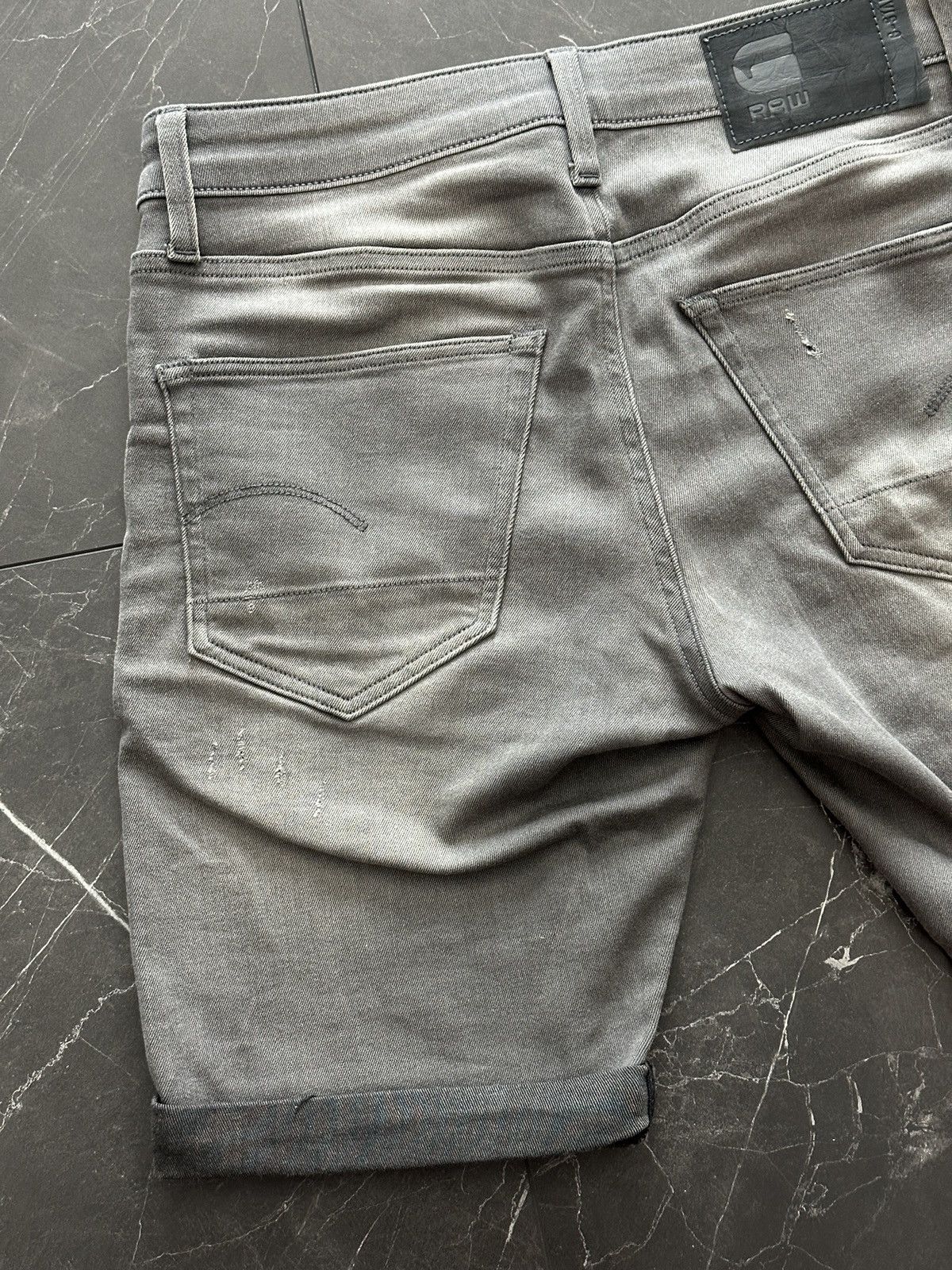 G-Star G Star Raw Grey Distressed Denim Shorts Slim-Fit Size 30 Size US 30 / EU 46 - 10 Thumbnail