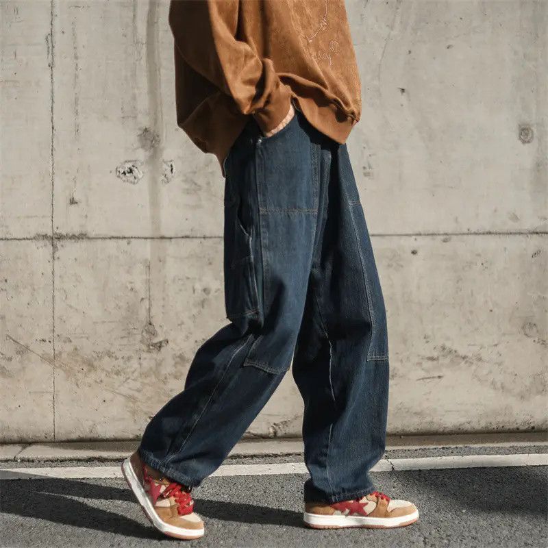 Japanese Brand Retro loose and versatile straight leg jeans Size US 34 / EU 50 - 3 Thumbnail