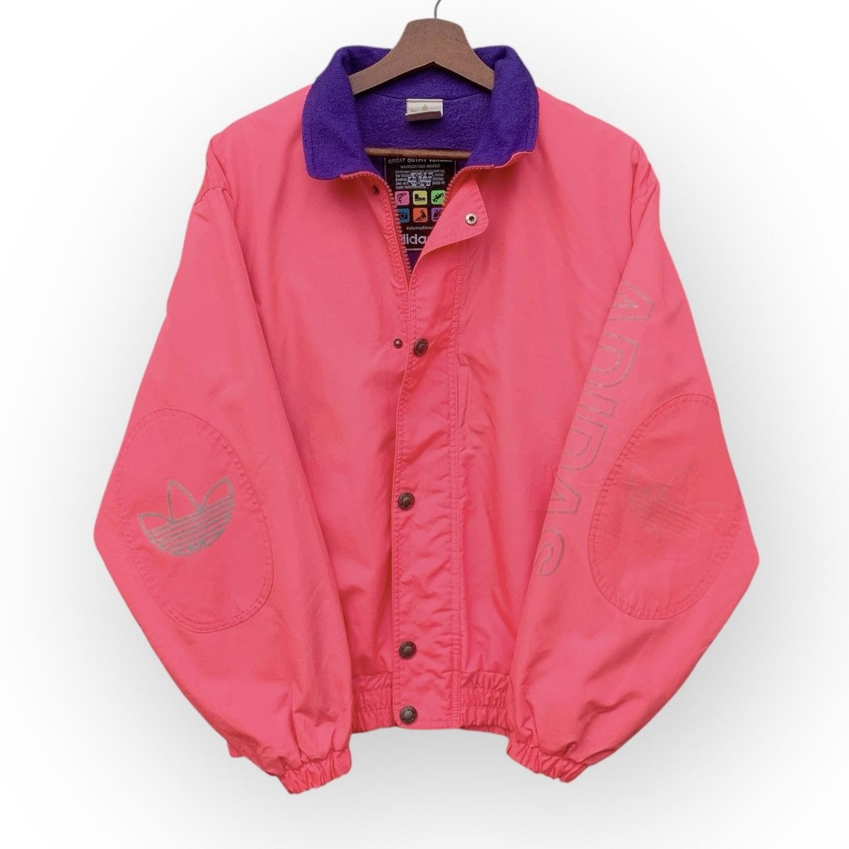 Vintage Vintage 90s Adidas Windbreaker Jacket Lining Fleece Size US L / EU 52-54 / 3 - 1 Thumbnail