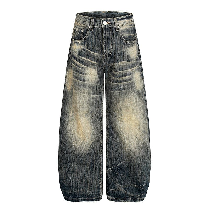 Vintage American whiskered washed distressed scimitar jeans for men Size US 32 / EU 48 - 1 Thumbnail