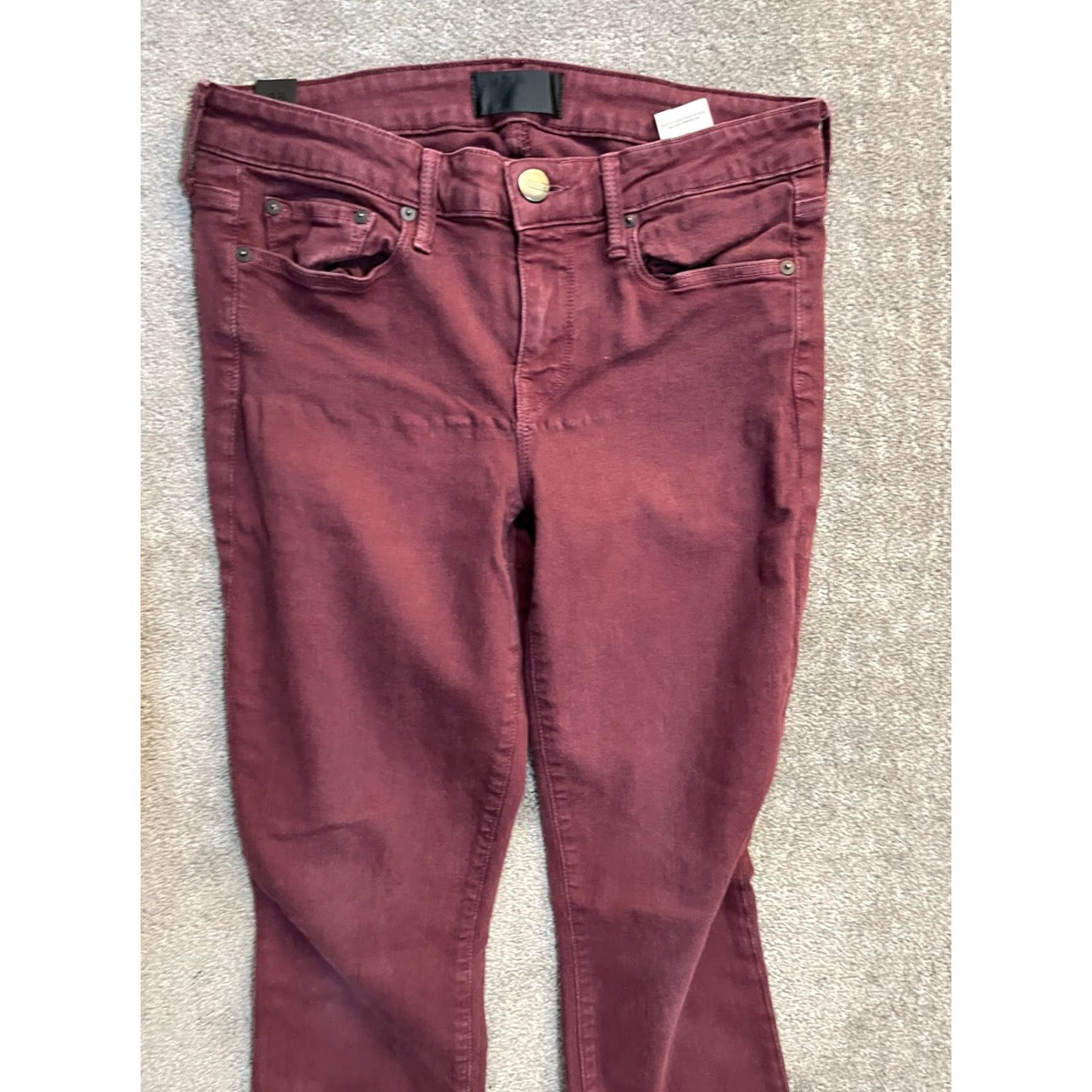 Vince Vince Jeans Skinny Womens Burgundy Wine 28 Inseam 30 Regular Stretch 5-Pocket Denim Modern Western Daylight Vintage No Size 28" / US 6 / IT 42 - 2 Thumbnail