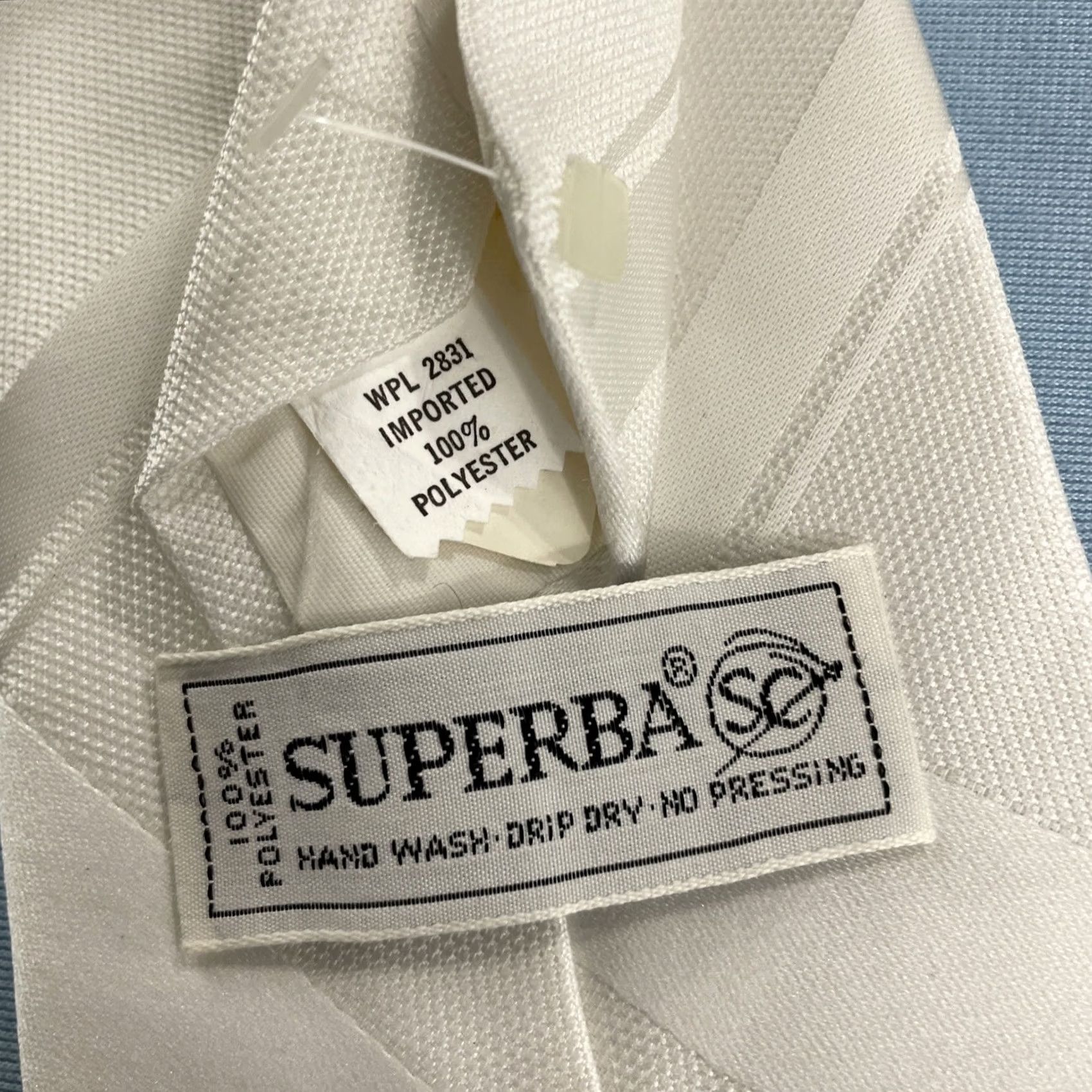 Vintage VINTAGE Superba Necktie Wide White Solid Plaid Textured Woven Tie 1970s 4.2x56 Men Dress Tie Size ONE SIZE - 6 Thumbnail