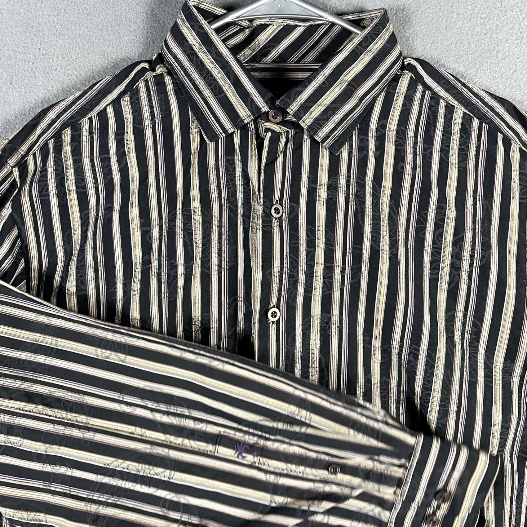 Tommy Bahama VINTAGE Tommy Bahama Shirt Large Black Striped AOP Button-Down Long Sleeve Casual Camp Size US L / EU 52-54 / 3 - 2 Thumbnail