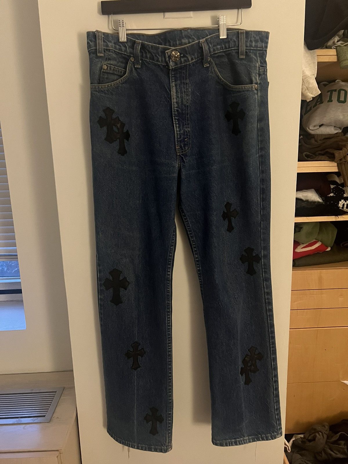 image of Chrome Hearts Cross Patch Denim, Men's (Size 34)