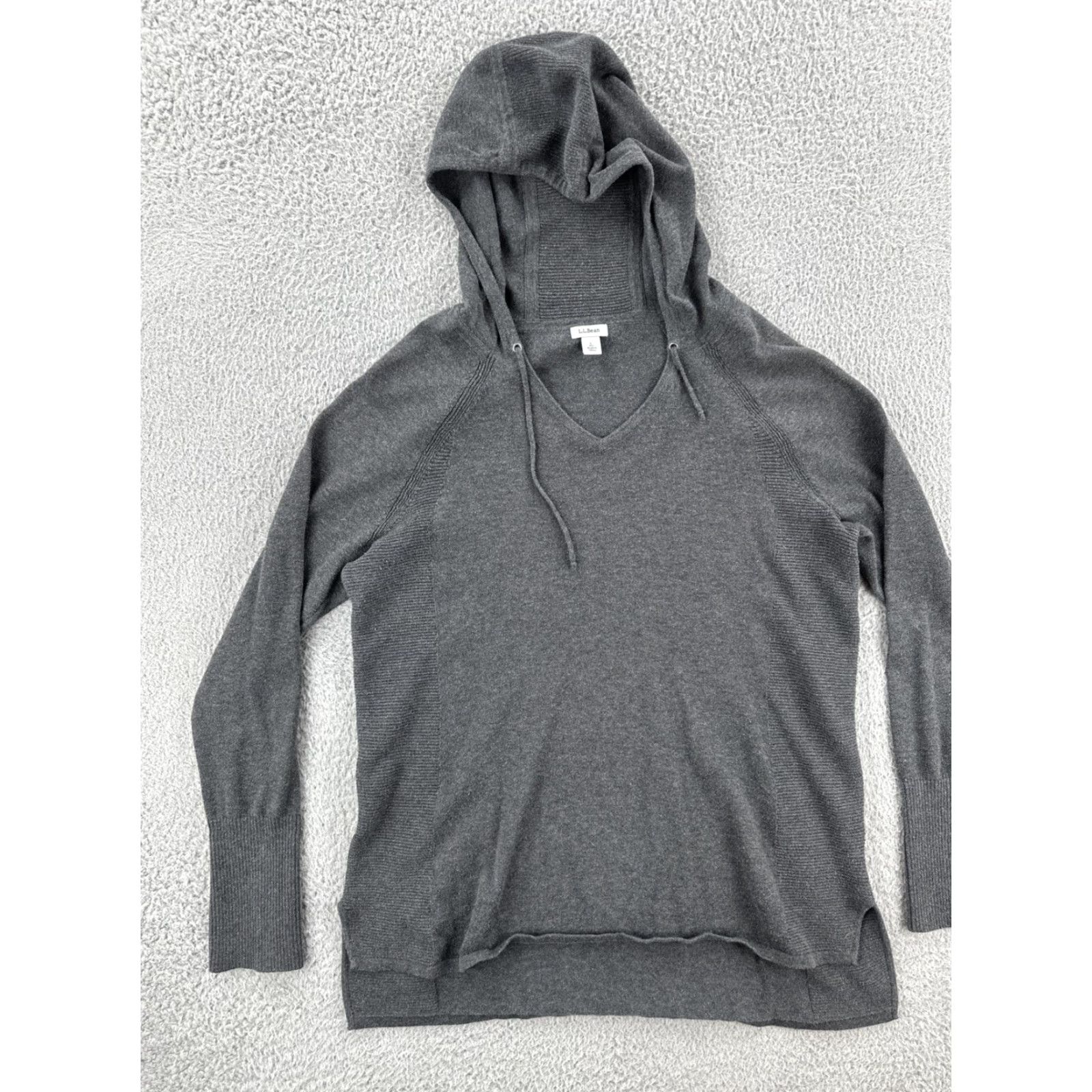 Vintage VINTAGE L.L. Bean Women Hoodie Gray Knit Thumb Hole Sleeves Regular Fit Pullover Activewear Size L / US 10 / IT 46 - 3 Thumbnail