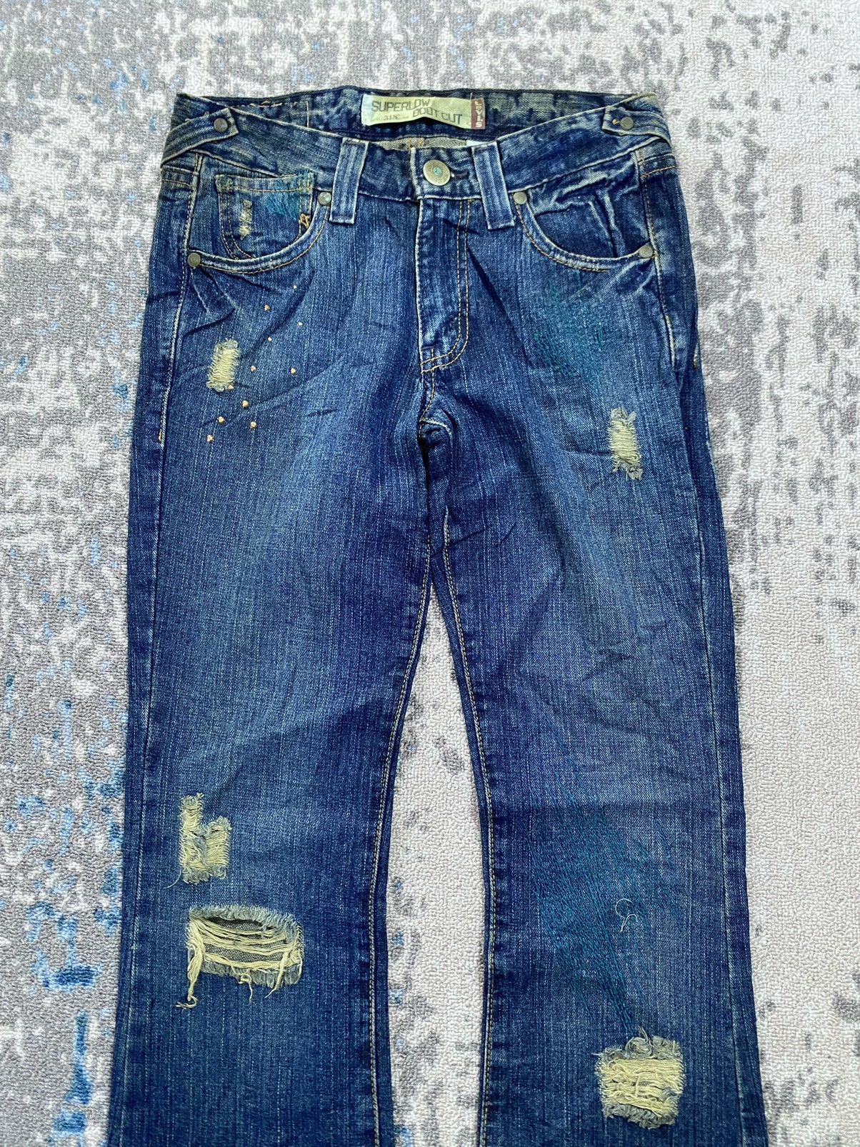 Levi's Levis 518 Superlow Boot Cut Distressed Jeans Size US 29 - 3 Thumbnail