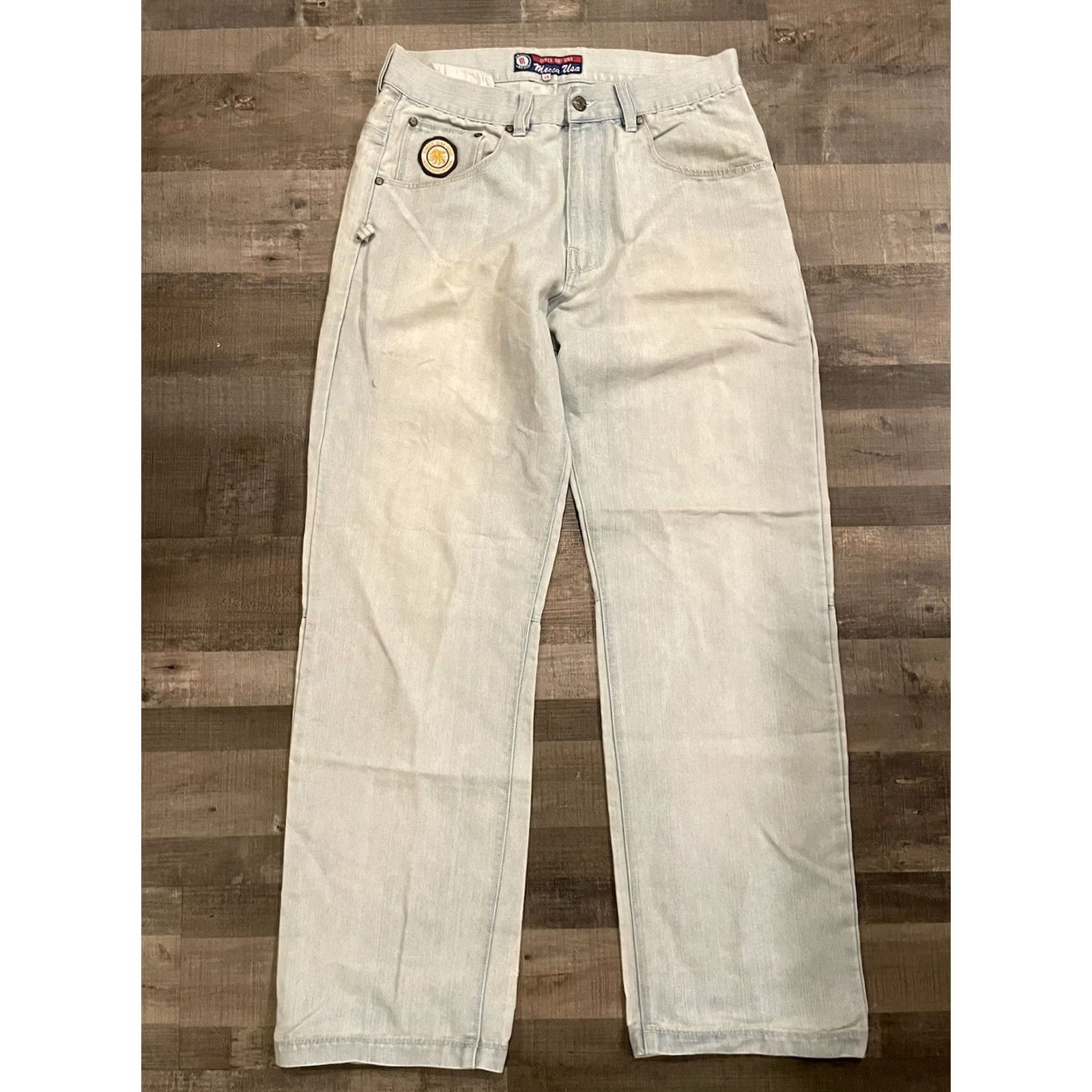 Vintage VINTAGE Mecca Jeans Men 34x32 Jeans 5-Pocket Denim Light Blue Baggy Wide Leg Y2K Hip Hop Grunge Goth Metal Tattoo USA Size US 34 / EU 50 - 4 Thumbnail