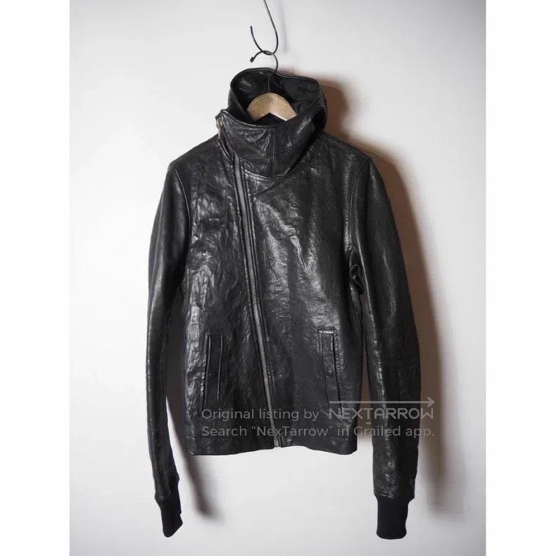 Rick Owens RICK OWENS High Collar Hooded Leather Jacket Size US S / EU 44-46 / 1 - 1 Thumbnail