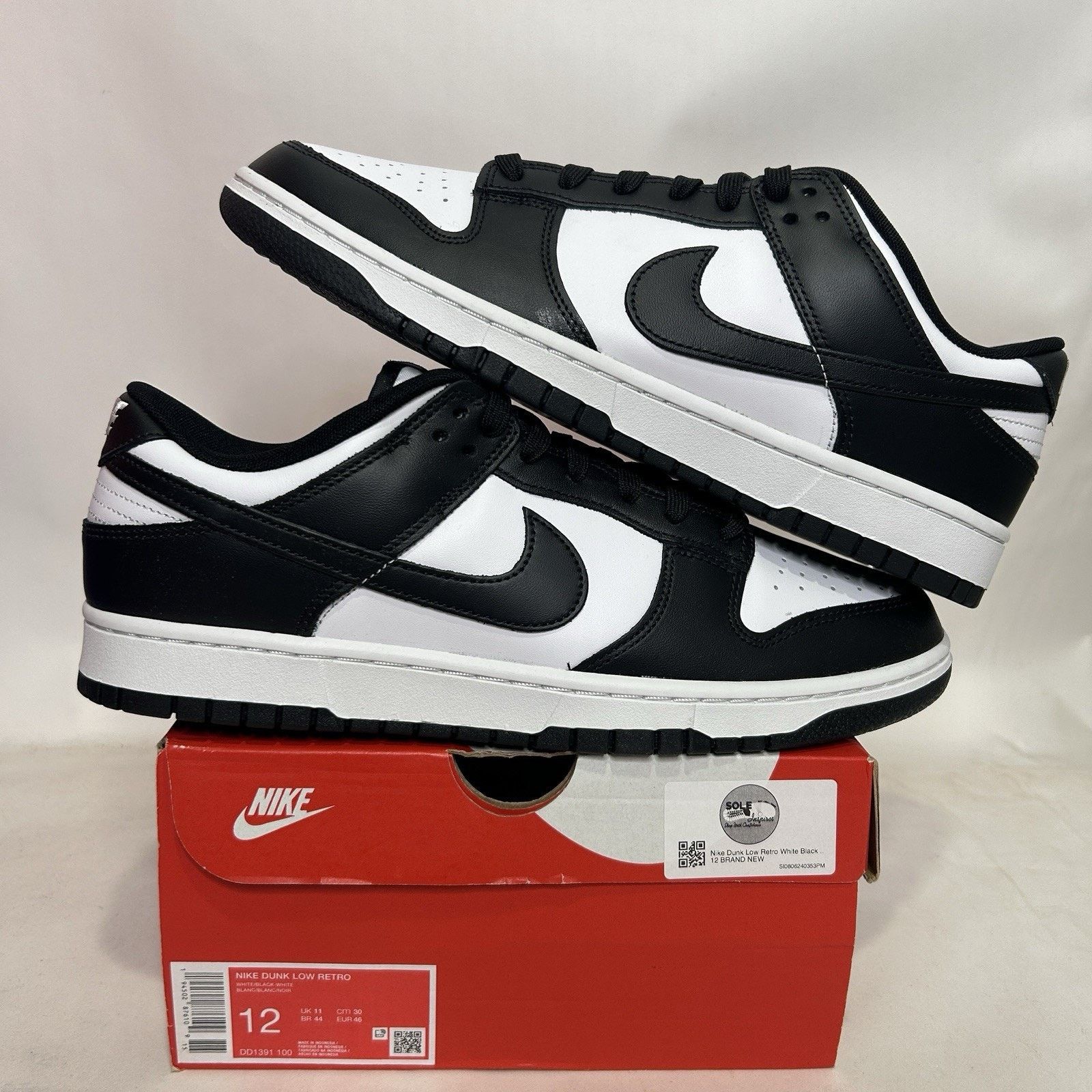 Nike Nike Dunk Low Retro “Black White/Panda” Size US 12 / EU 45 - 1 Thumbnail