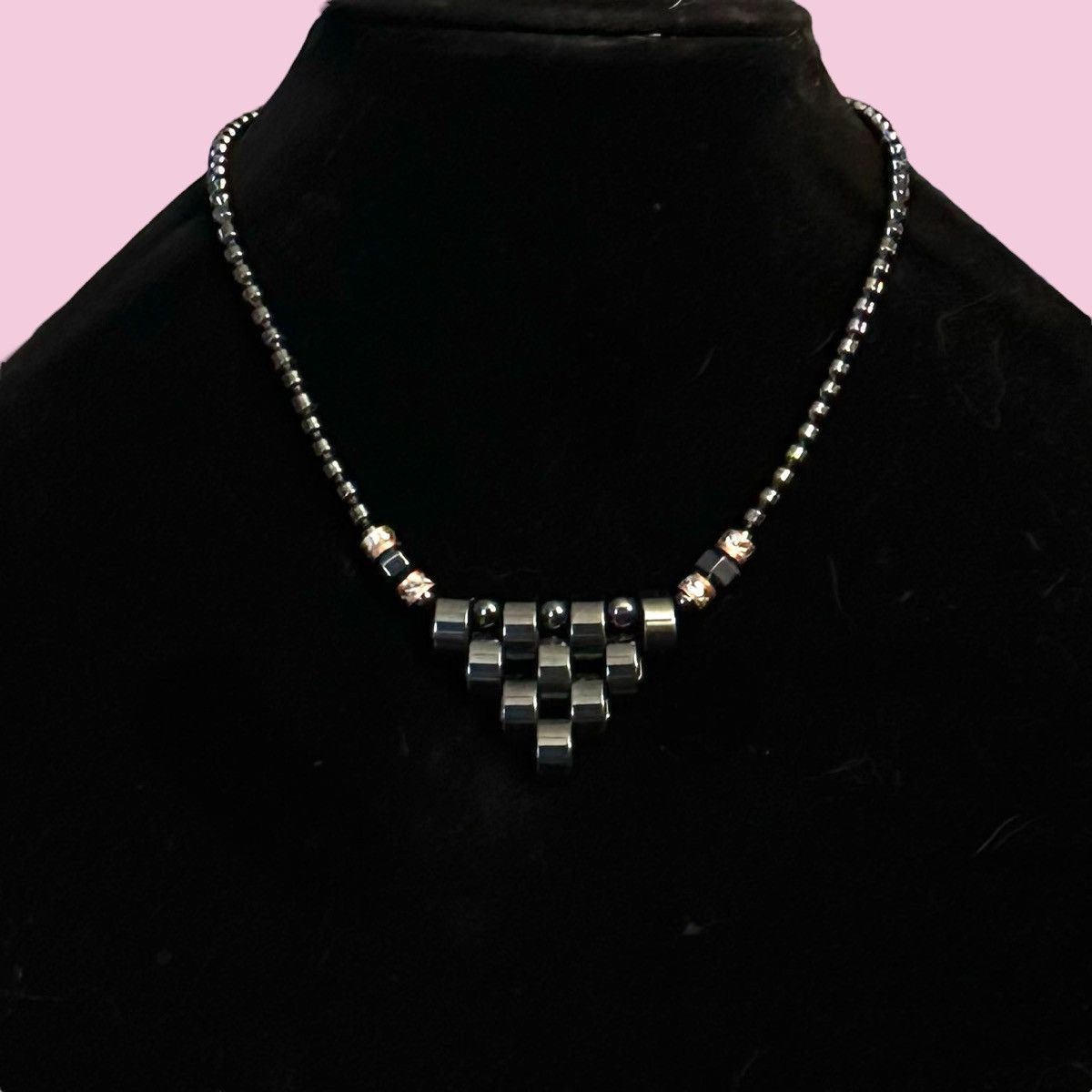 Vintage Vintage hematite basketweave triangle necklace Size ONE SIZE - 1 Thumbnail