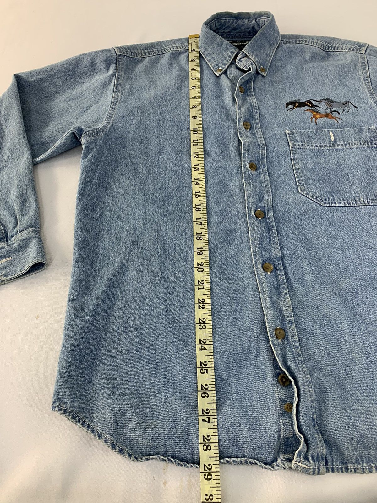 Japanese Brand TR Three Rivers Stampede Running Horse Chambray Longsleeve Size US M / EU 48-50 / 2 - 11 Thumbnail
