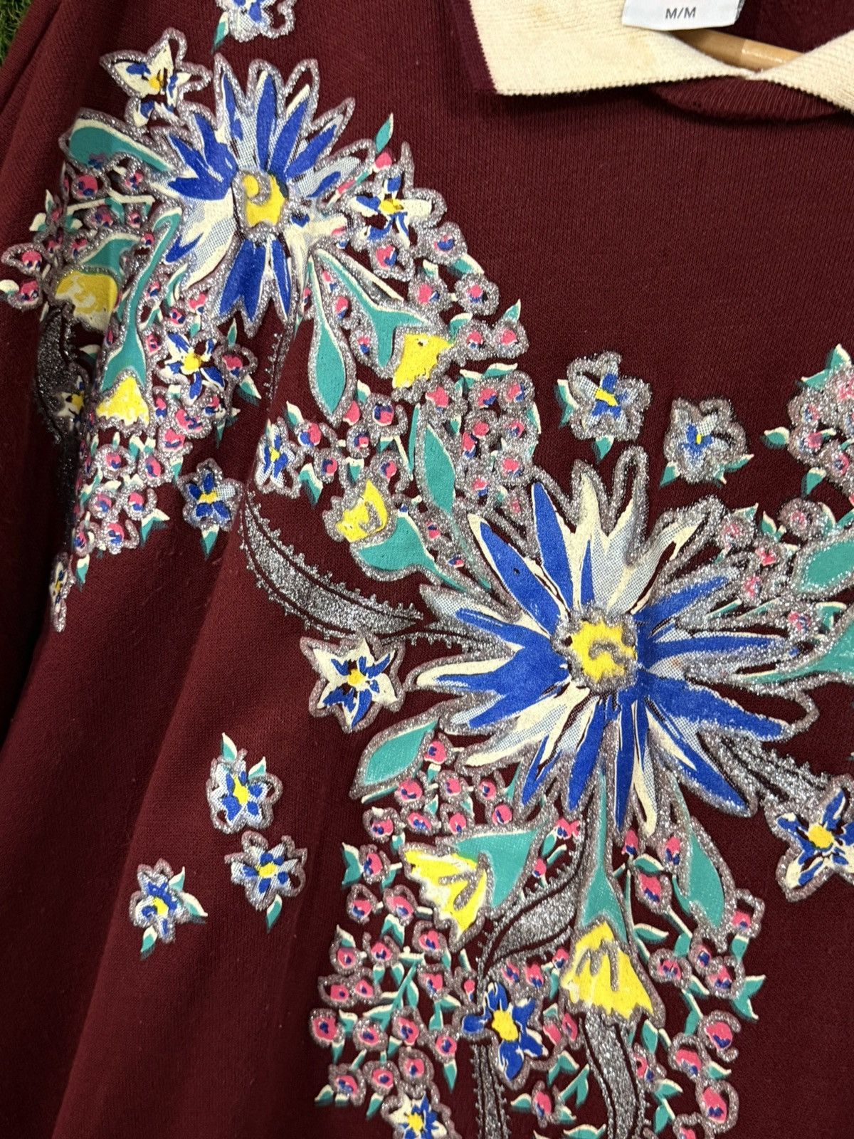 Vintage ART Flower Paint 90s Heavyweight Floral Retro Sweatshirt Size US M / EU 48-50 / 2 - 3 Thumbnail