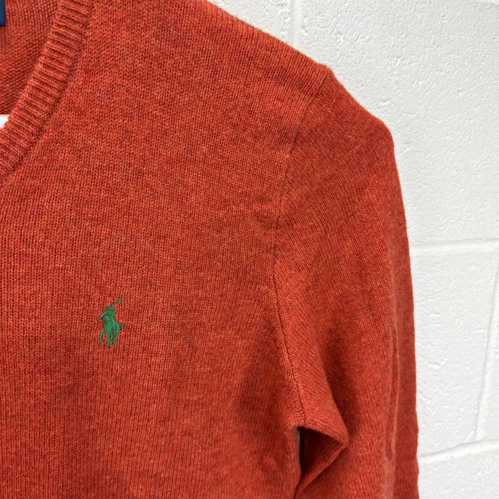 Polo Ralph Lauren VINTAGE Polo Ralph Lauren Women’s Knit Sweater Size Medium V-Neck Orange 90s Preppy Logo Pony Pullover Size M / US 6-8 / IT 42-44 - 5 Thumbnail