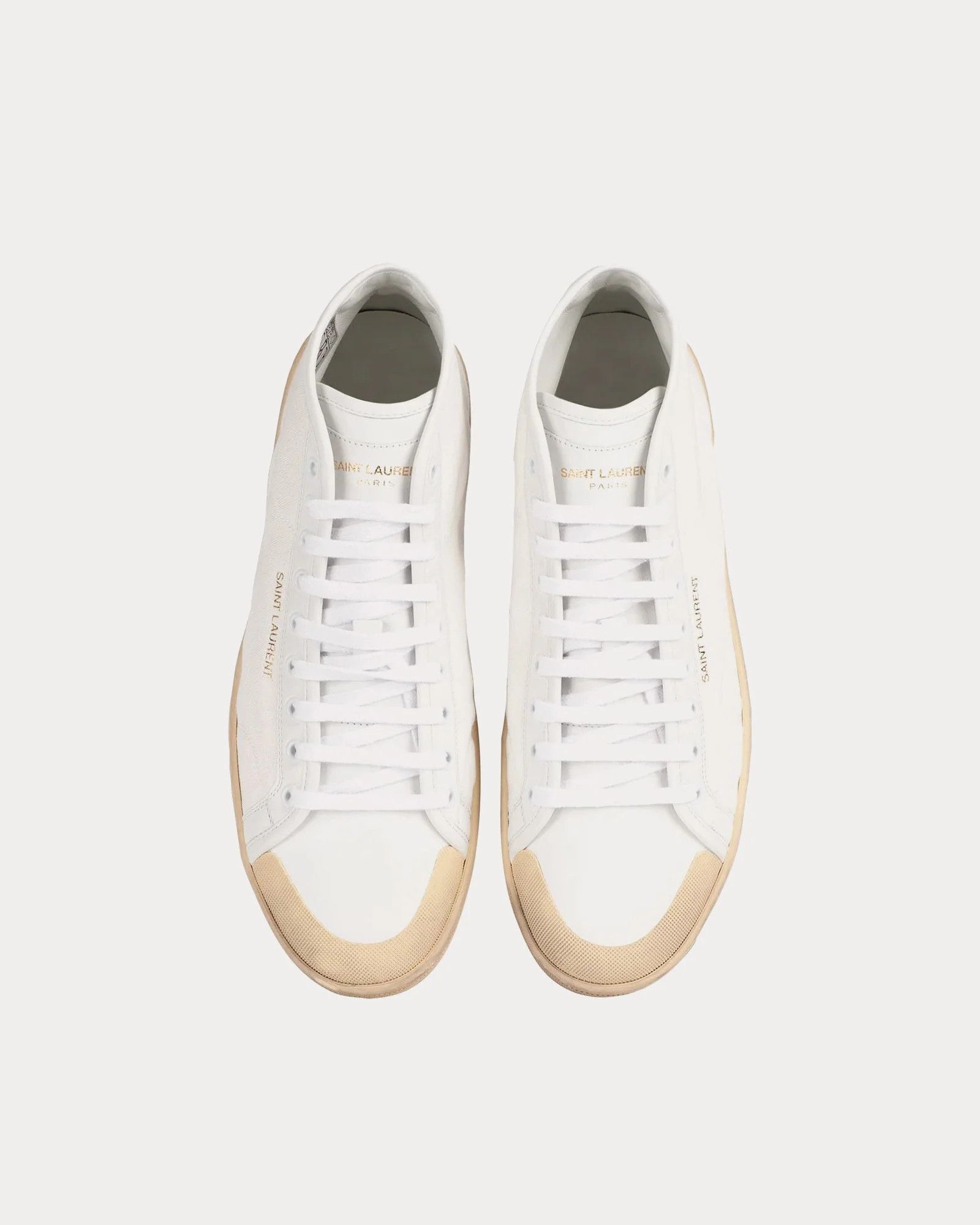 Saint Laurent Paris o1s1wg111024 SL/39 Mid-Top Sneakers Canvas and Leather Size US 12 / EU 45 - 2 Thumbnail