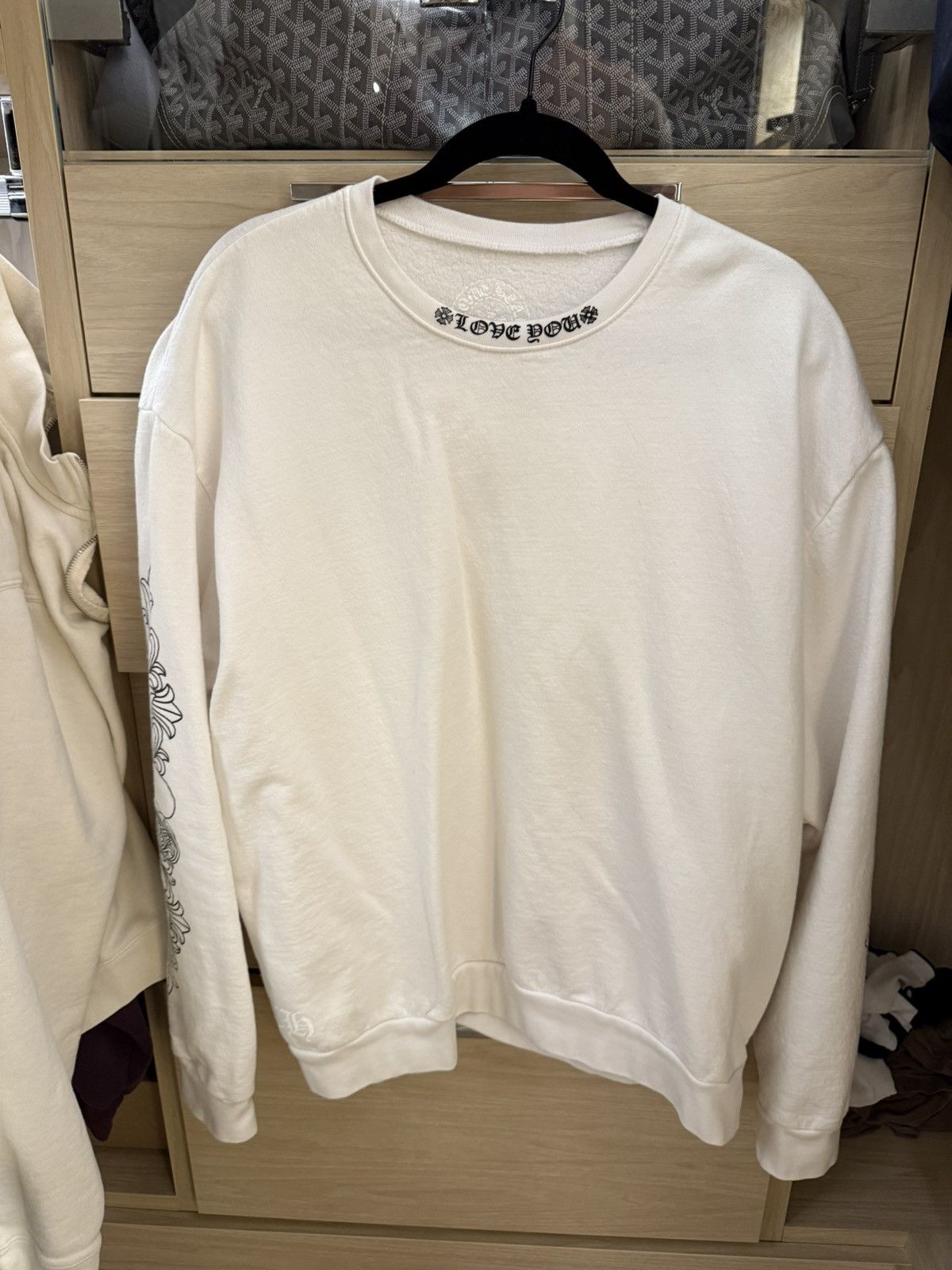 chrome hearts LOVE YOU CREW Sサイズ Chrome Hearts 'Love You' Floral Heart White Crewneck