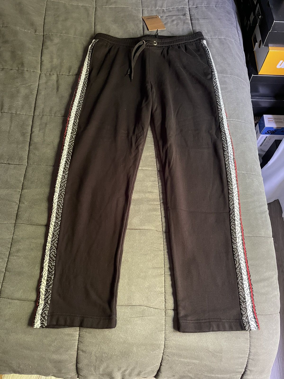 image of Burberry Monogram Logo Arnold Sweatpants in Black, Men's (Size 36)