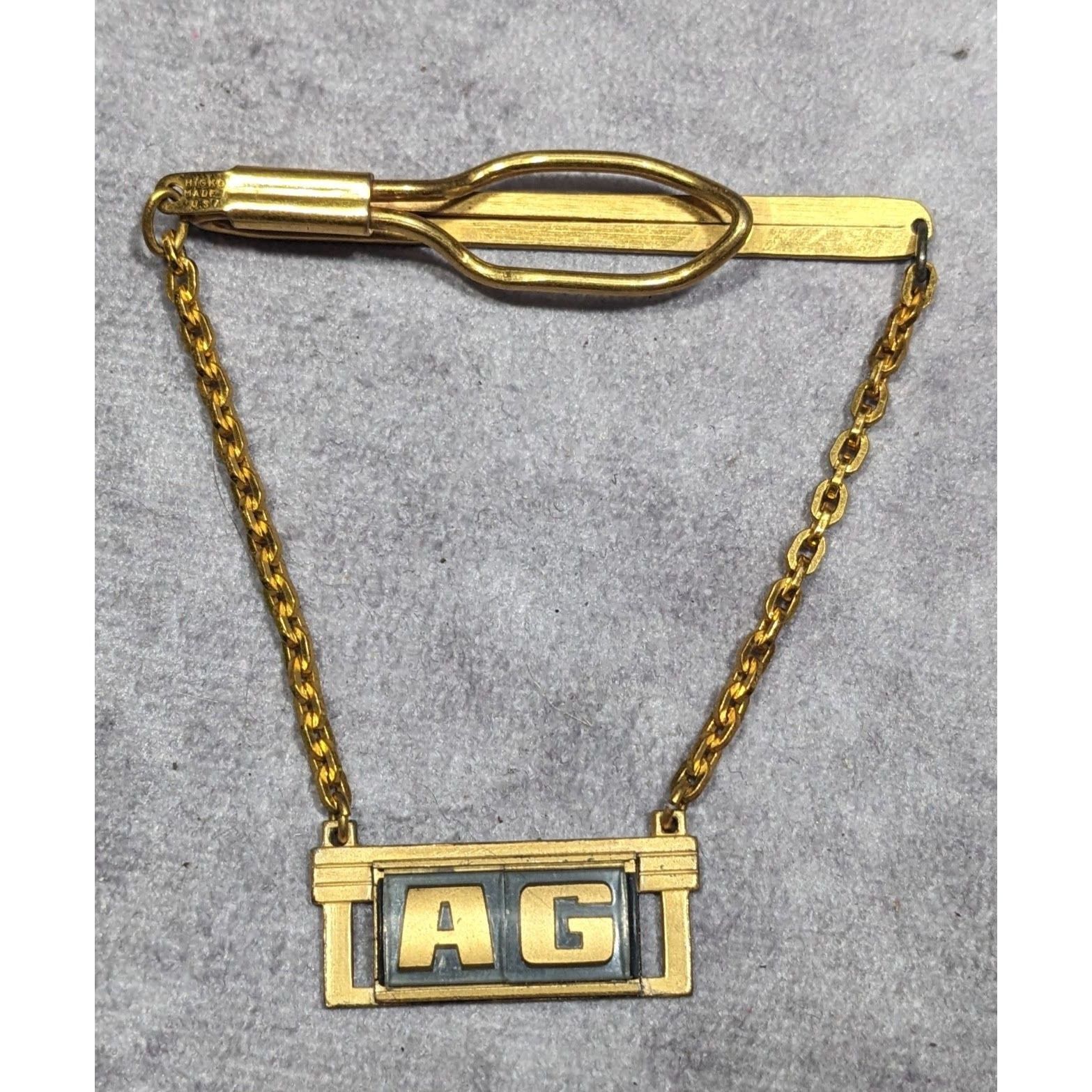 Other Vintage Hicock AG Initial Gold Tone Tie Bar With Chain Made Size ONE SIZE - 3 Thumbnail