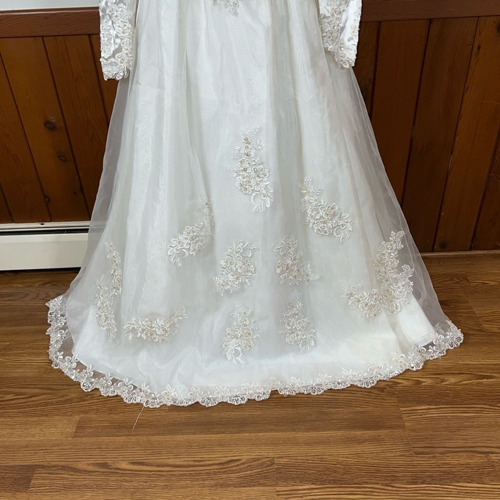 Vintage Beautiful Vintage 90s Organza & Satin Wedding Gown! Size XL / US 12-14 / IT 48-50 - 3 Thumbnail