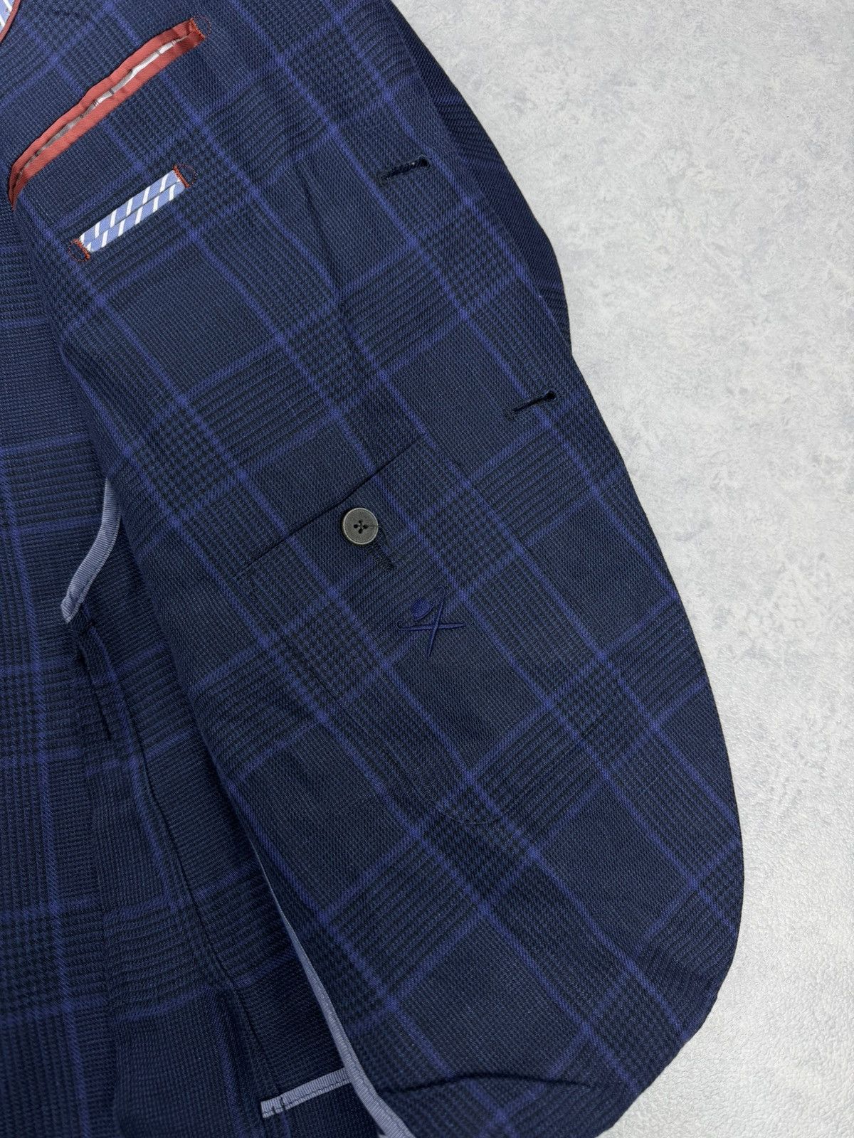 Hackett Hackett London Navy Linen Blazer Blue Check 42R 52R Size 42R - 9 Thumbnail