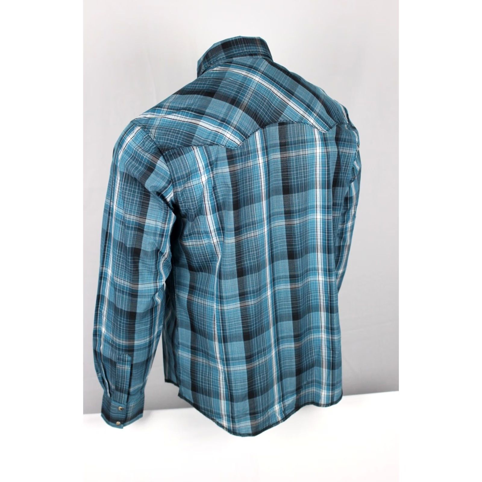 Wrangler Wrangler Men's Snap Button Western Shirt Long Sleeve Blue Plaid 2XL 112337991 Size US XXL / EU 58 / 5 - 2 Thumbnail