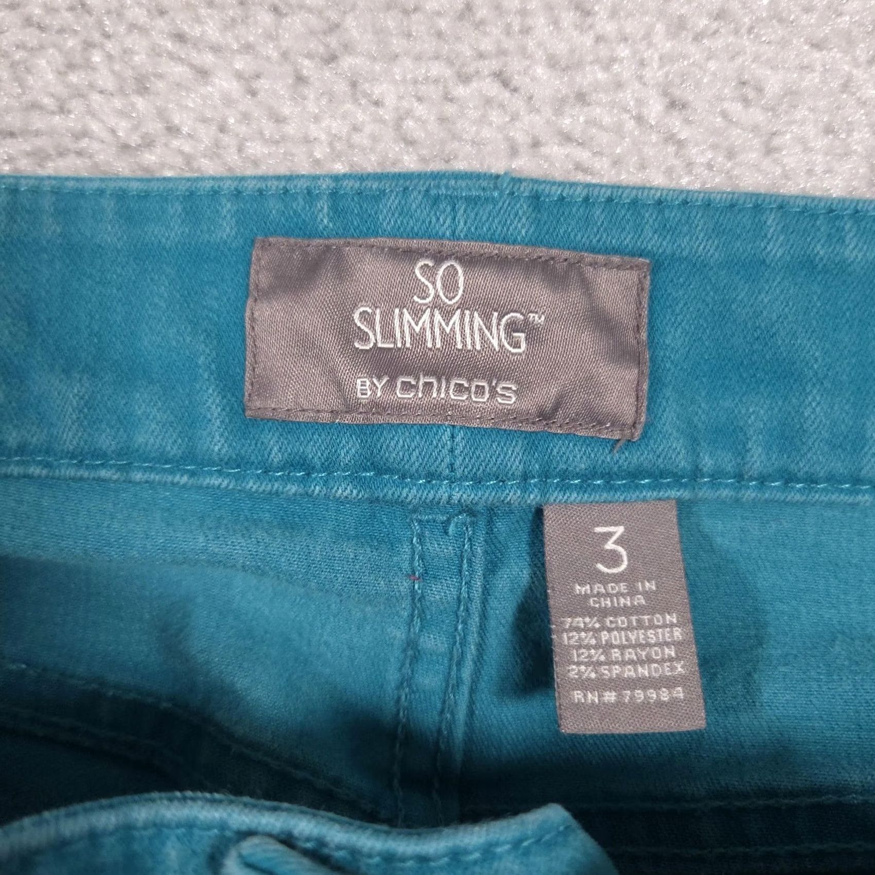 Vintage Chicos So Slimming Jeans Womens 3 Blue Teal Mid Rise Skinny Ankle Zip Stretch Jeans Size 26" / US 2 / IT 38 - 5 Thumbnail