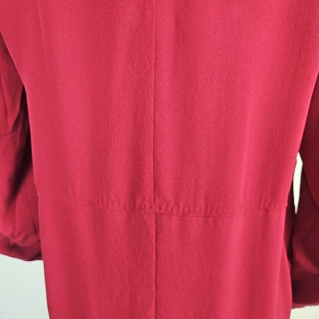 Longchamp Longchamp Silk Top Womens Size 36 Burgundy Long Sleeve Round Size XS / US 0-2 / IT 36-38 - 5 Thumbnail